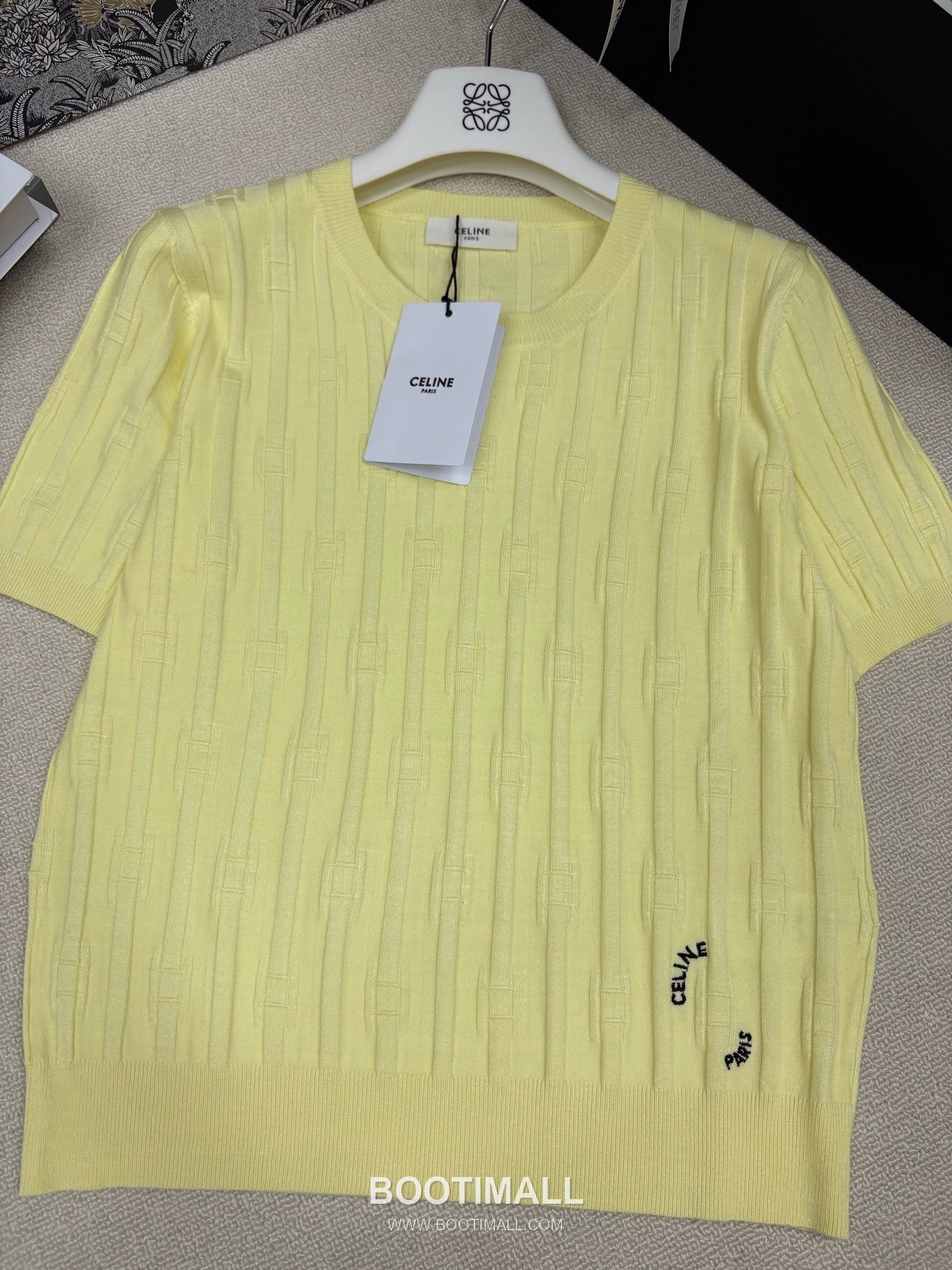 Celine SS26 Vertical Rib Geometric Jacquard Silk Blend Knit Short Sleeve T-Shirt 셀린느 버티컬 립 지오메트릭 자카드 실크 블렌드 니트 반팔 티셔츠 7