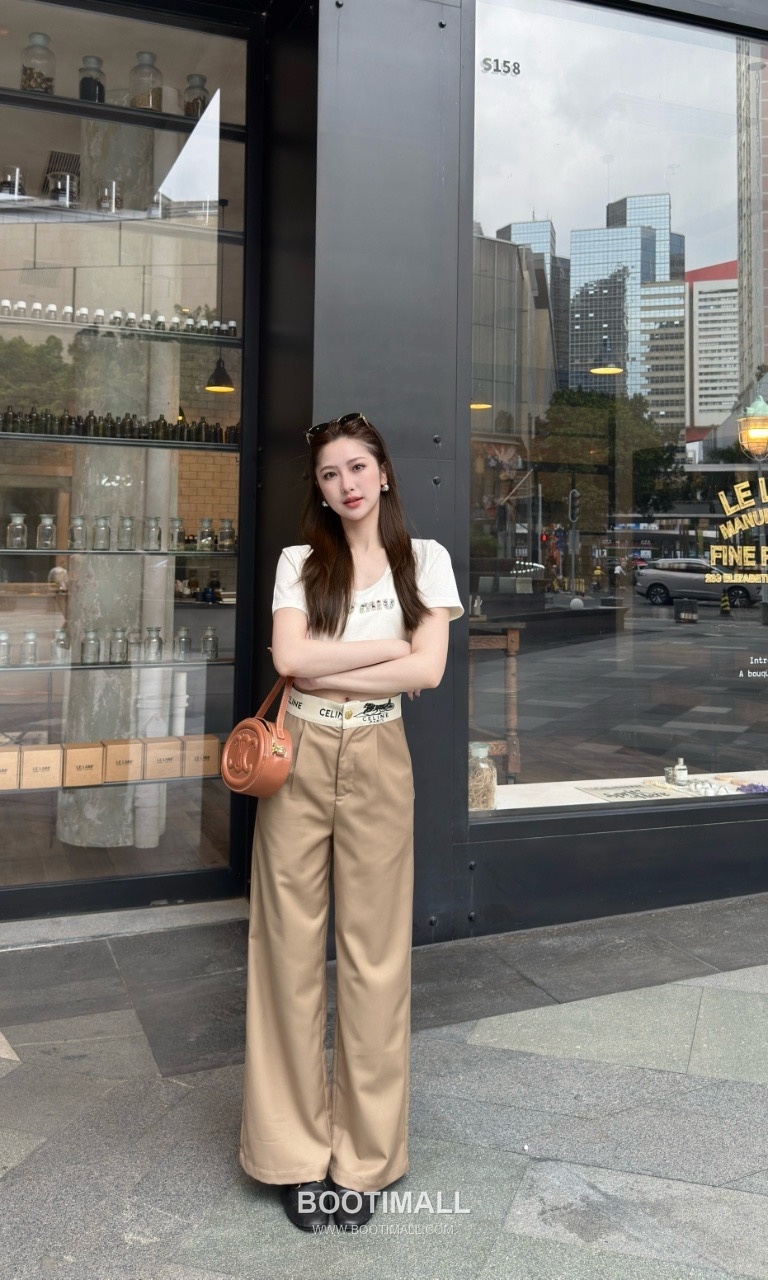 Celine SS26 Logo Waistband Wide Leg Pants 셀린느 로고 웨이스트밴드 와이드 레그 팬츠 1