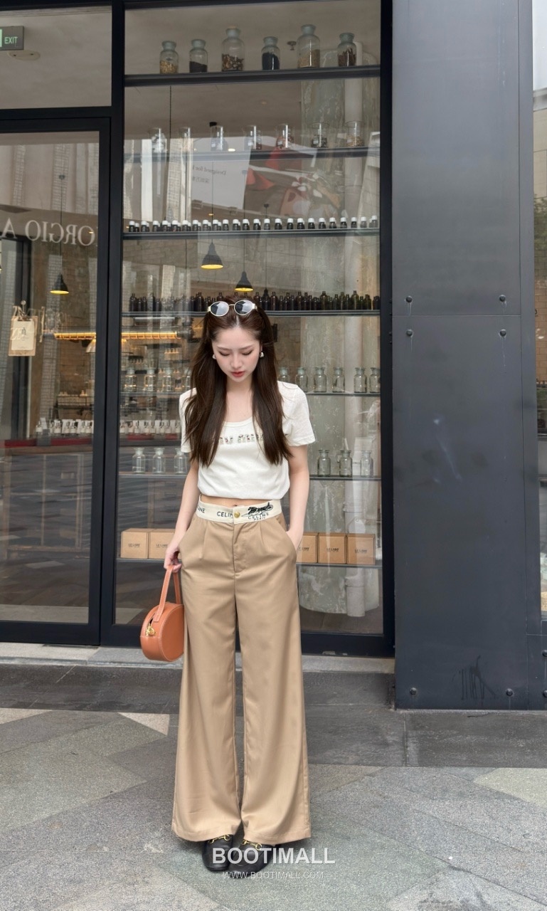 Celine SS26 Logo Waistband Wide Leg Pants 셀린느 로고 웨이스트밴드 와이드 레그 팬츠 3