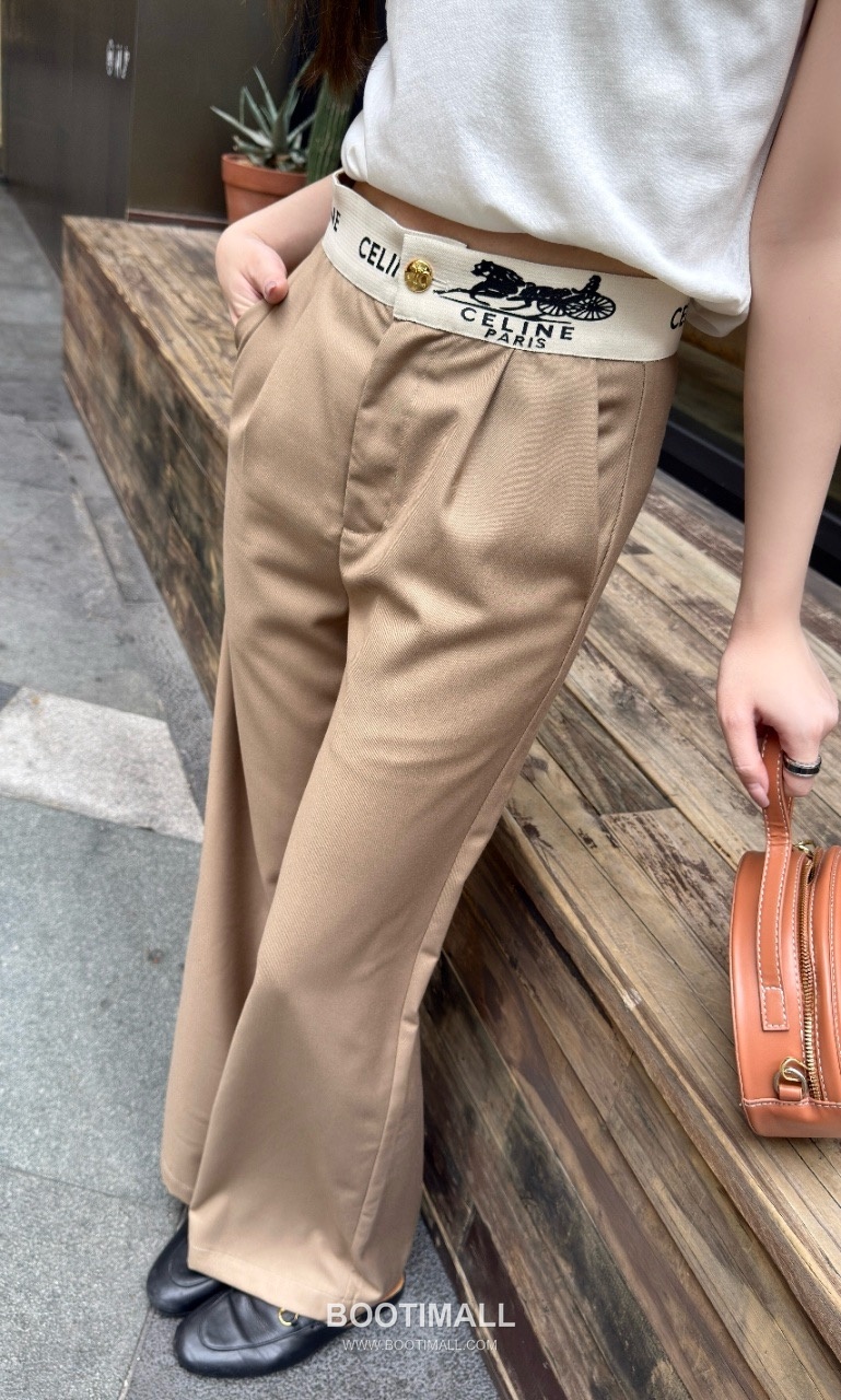 Celine SS26 Logo Waistband Wide Leg Pants 셀린느 로고 웨이스트밴드 와이드 레그 팬츠 8
