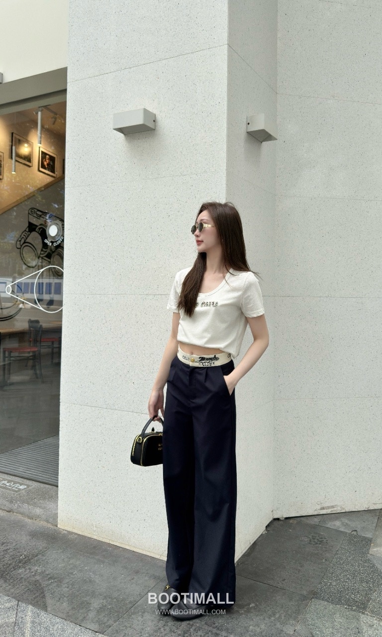 Celine SS26 Logo Waistband Wide Leg Pants 셀린느 로고 웨이스트밴드 와이드 레그 팬츠 5