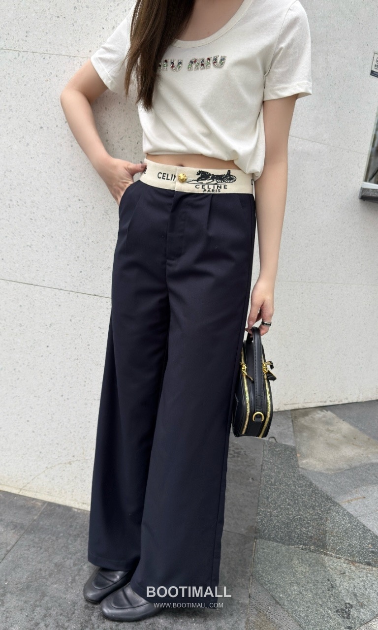 Celine SS26 Logo Waistband Wide Leg Pants 셀린느 로고 웨이스트밴드 와이드 레그 팬츠 6