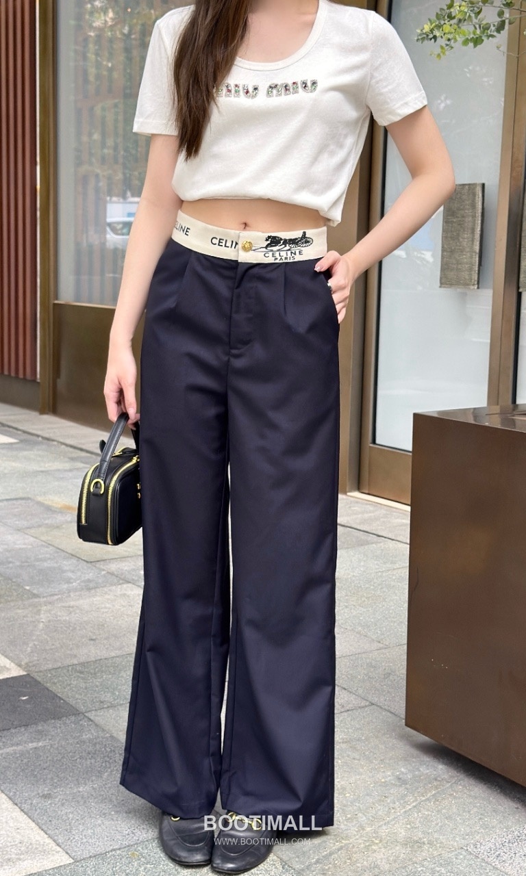 Celine SS26 Logo Waistband Wide Leg Pants 셀린느 로고 웨이스트밴드 와이드 레그 팬츠 7