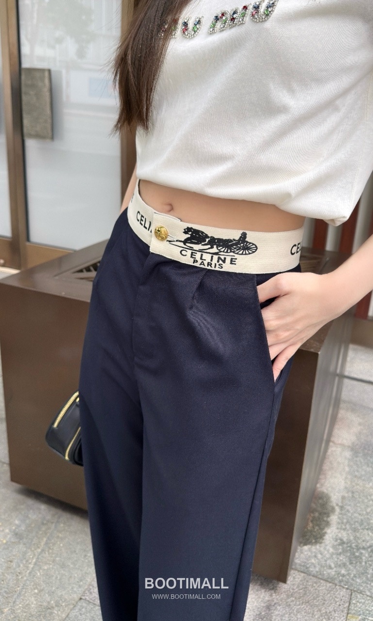 Celine SS26 Logo Waistband Wide Leg Pants 셀린느 로고 웨이스트밴드 와이드 레그 팬츠 8