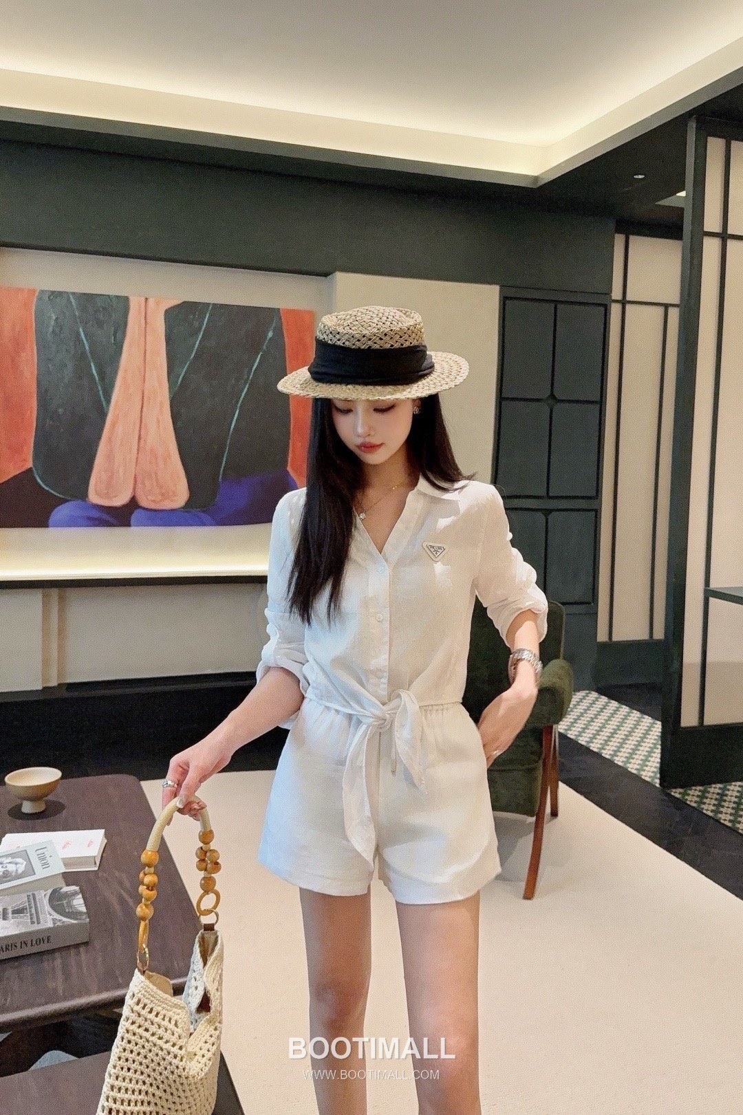 Prada SS26 Linen Cotton Knot Hem 3/4 Sleeve Shirt 프라다 리넨 코튼 매듭 헴 7부 슬리브 셔츠 2