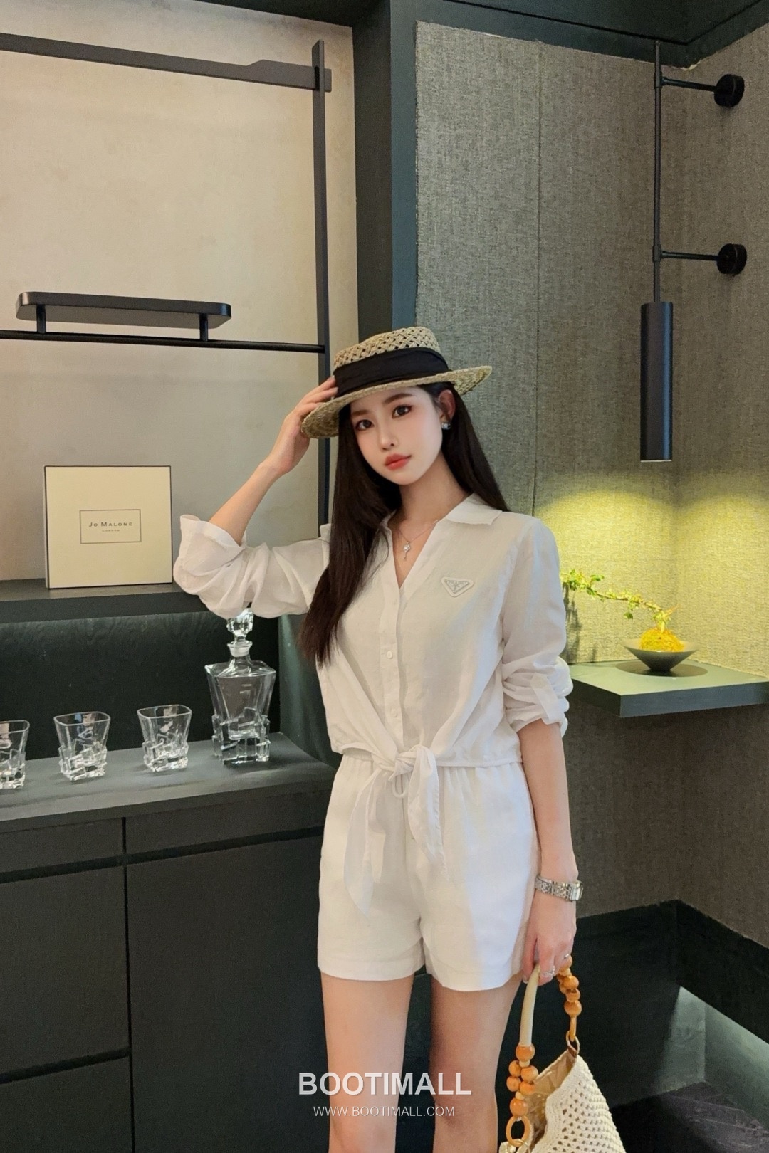 Prada SS26 Linen Cotton Knot Hem 3/4 Sleeve Shirt 프라다 리넨 코튼 매듭 헴 7부 슬리브 셔츠 4