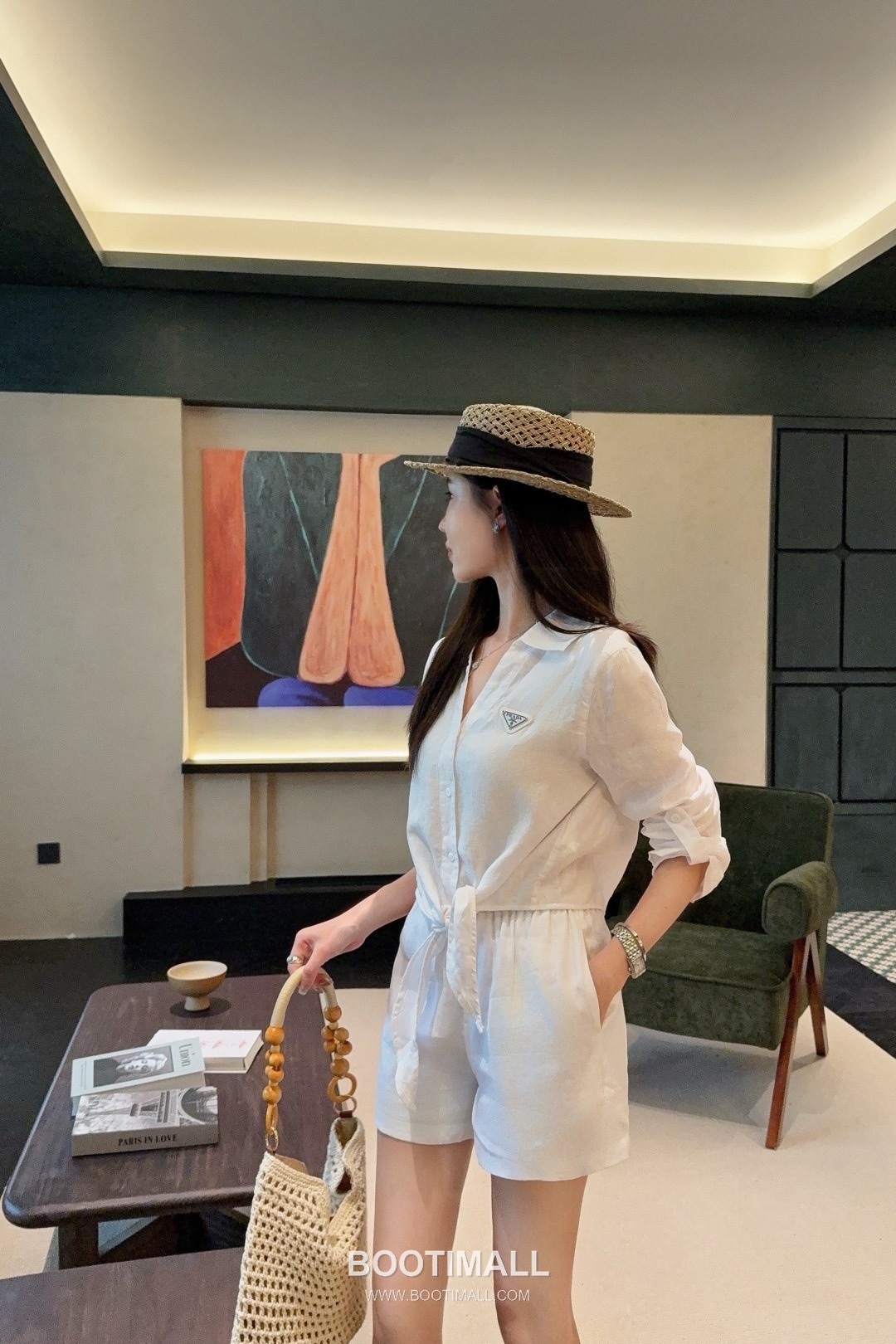 Prada SS26 Linen Cotton Knot Hem 3/4 Sleeve Shirt 프라다 리넨 코튼 매듭 헴 7부 슬리브 셔츠 5