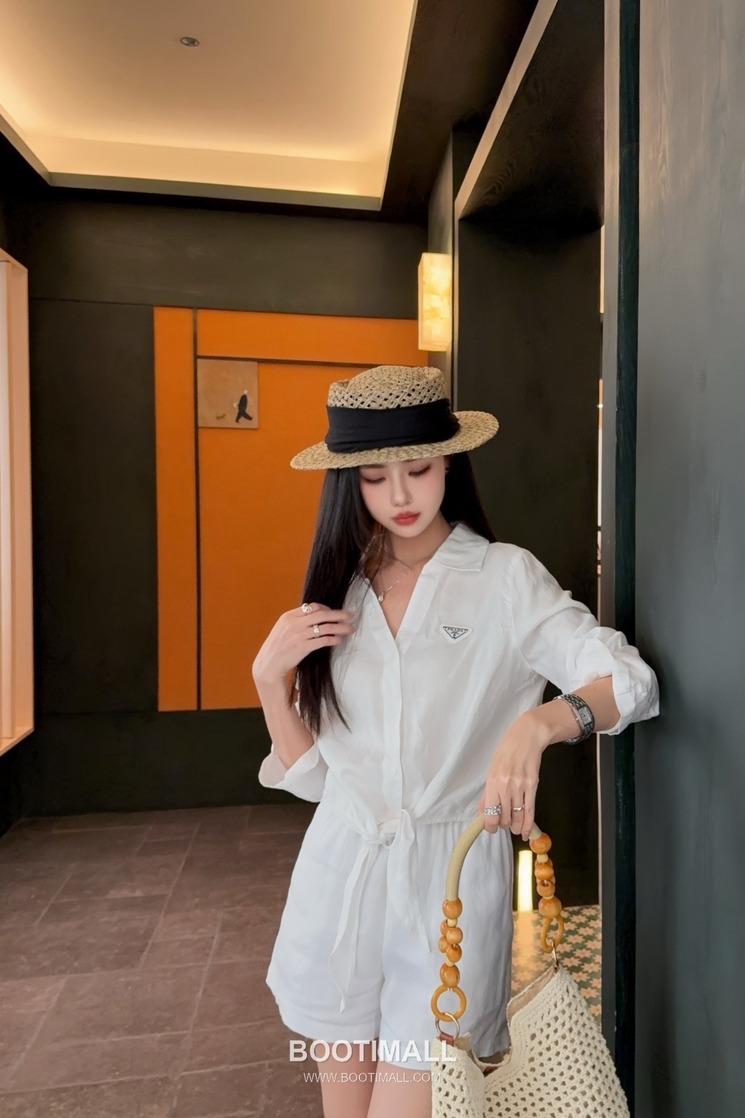 Prada SS26 Linen Cotton Knot Hem 3/4 Sleeve Shirt 프라다 리넨 코튼 매듭 헴 7부 슬리브 셔츠 6