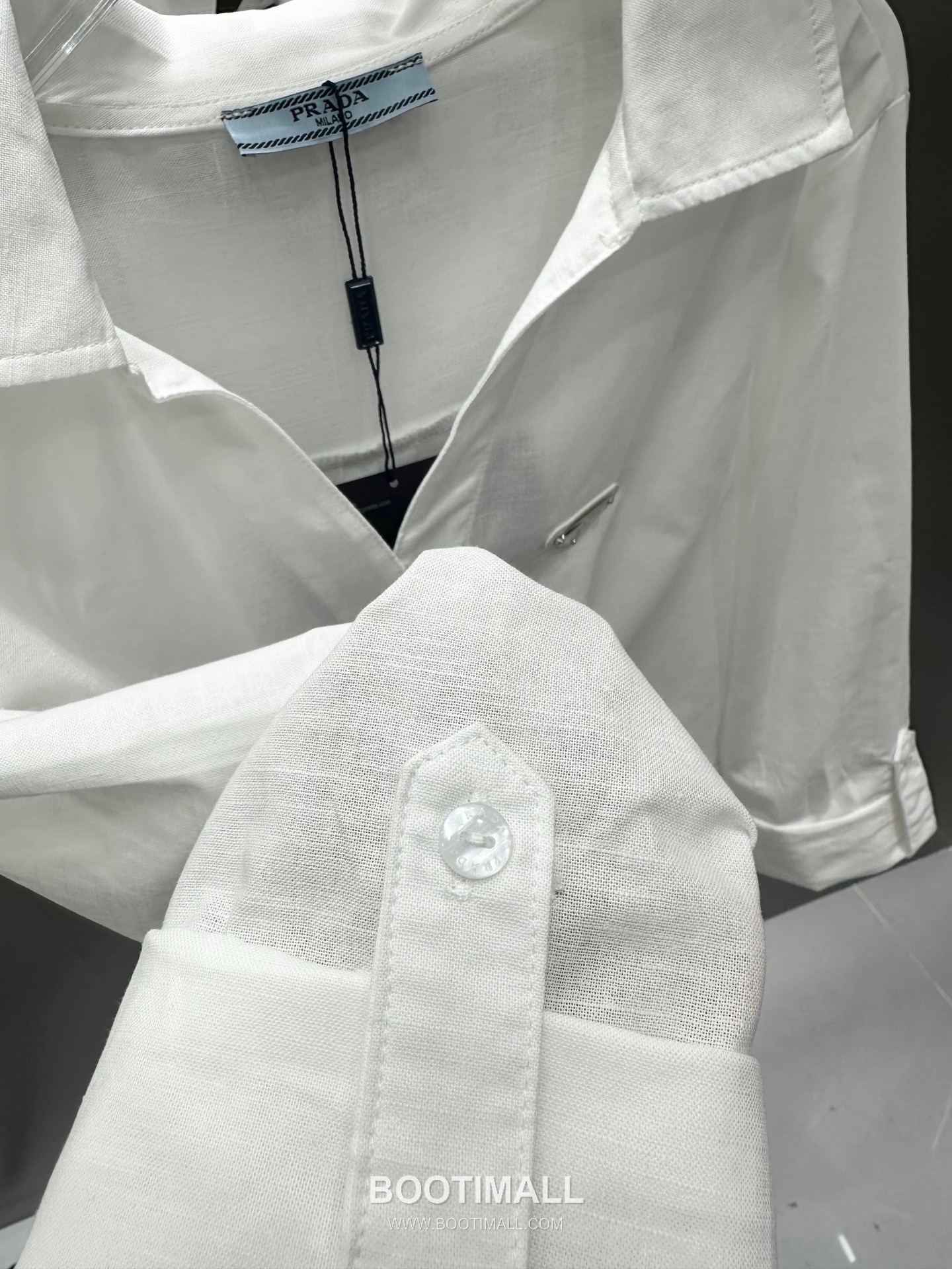 Prada SS26 Linen Cotton Knot Hem 3/4 Sleeve Shirt 프라다 리넨 코튼 매듭 헴 7부 슬리브 셔츠 15