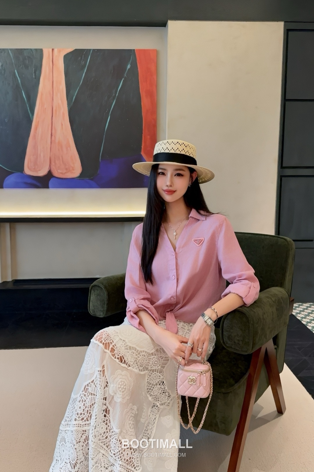 Prada SS26 Linen Cotton Knot Hem 3/4 Sleeve Shirt 프라다 리넨 코튼 매듭 헴 7부 슬리브 셔츠 4