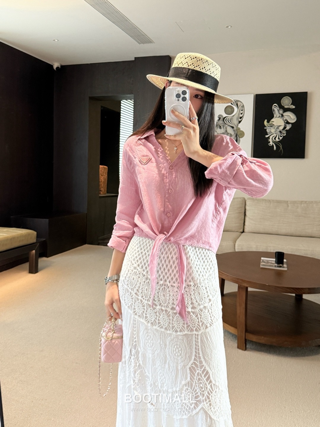 Prada SS26 Linen Cotton Knot Hem 3/4 Sleeve Shirt 프라다 리넨 코튼 매듭 헴 7부 슬리브 셔츠 8