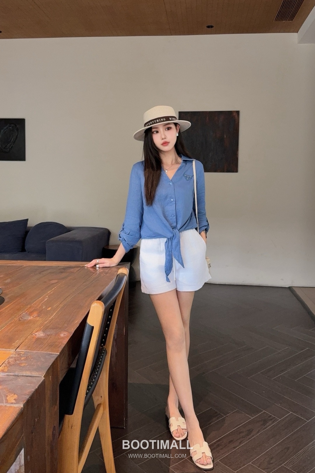 Prada SS26 Linen Cotton Knot Hem 3/4 Sleeve Shirt 프라다 리넨 코튼 매듭 헴 7부 슬리브 셔츠 1