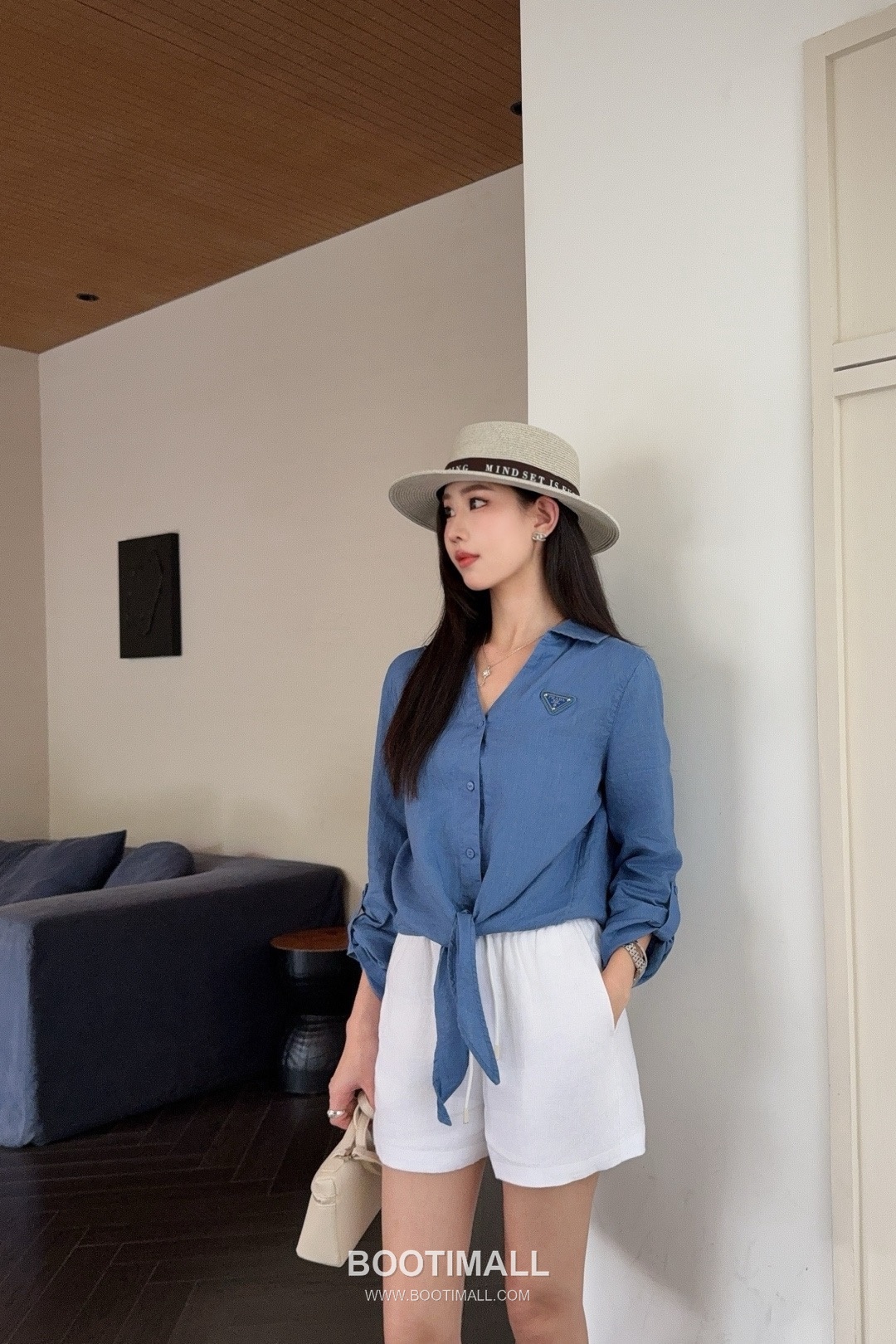 Prada SS26 Linen Cotton Knot Hem 3/4 Sleeve Shirt 프라다 리넨 코튼 매듭 헴 7부 슬리브 셔츠 3