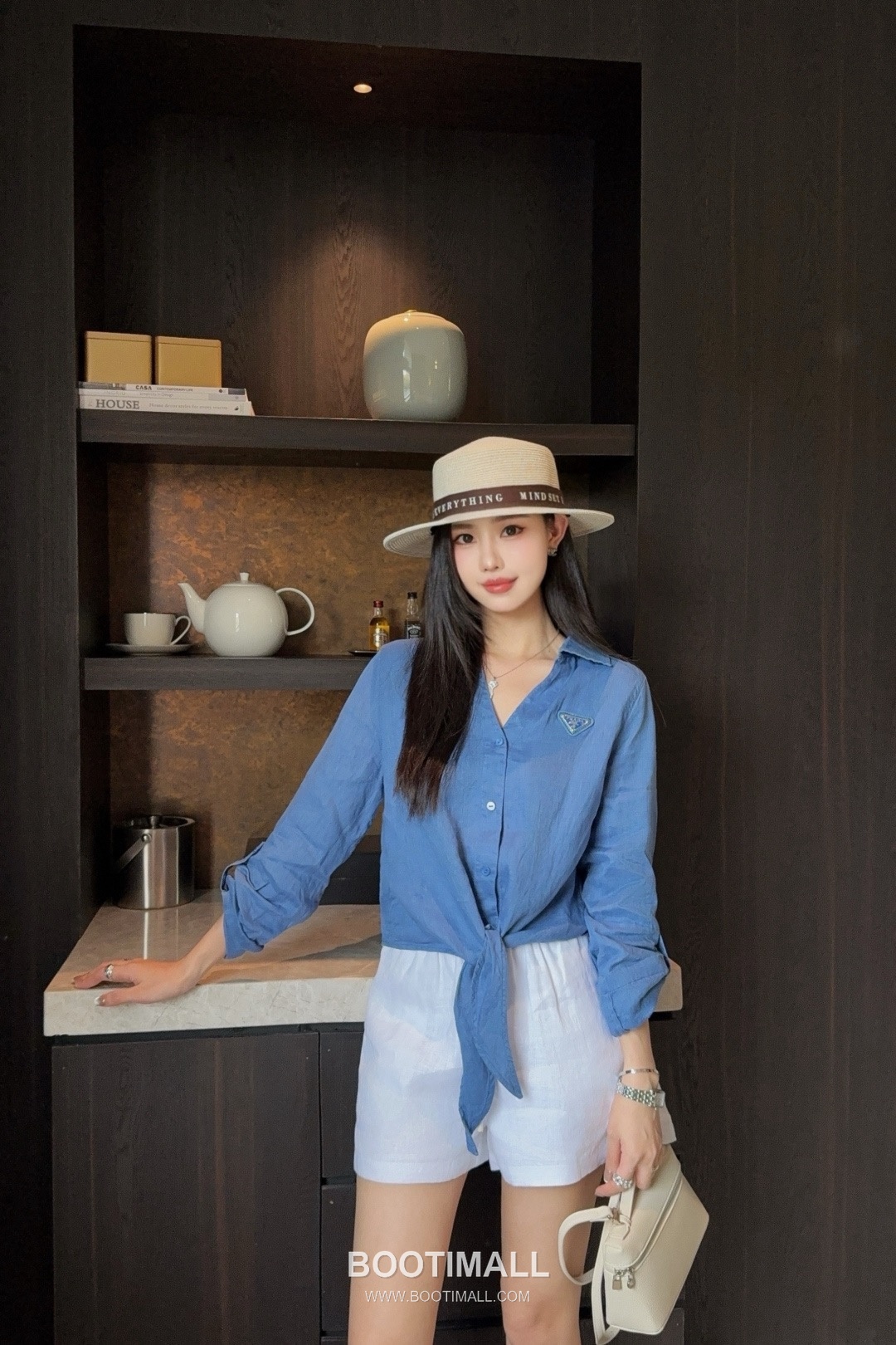 Prada SS26 Linen Cotton Knot Hem 3/4 Sleeve Shirt 프라다 리넨 코튼 매듭 헴 7부 슬리브 셔츠 5