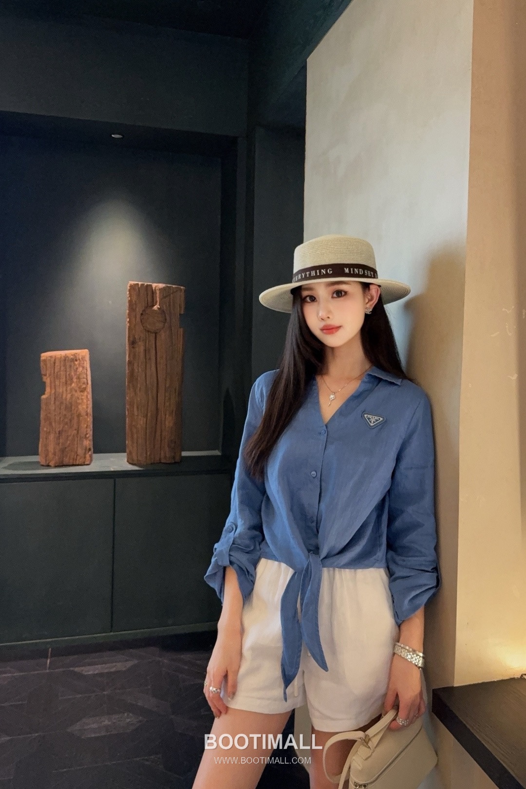 Prada SS26 Linen Cotton Knot Hem 3/4 Sleeve Shirt 프라다 리넨 코튼 매듭 헴 7부 슬리브 셔츠 8