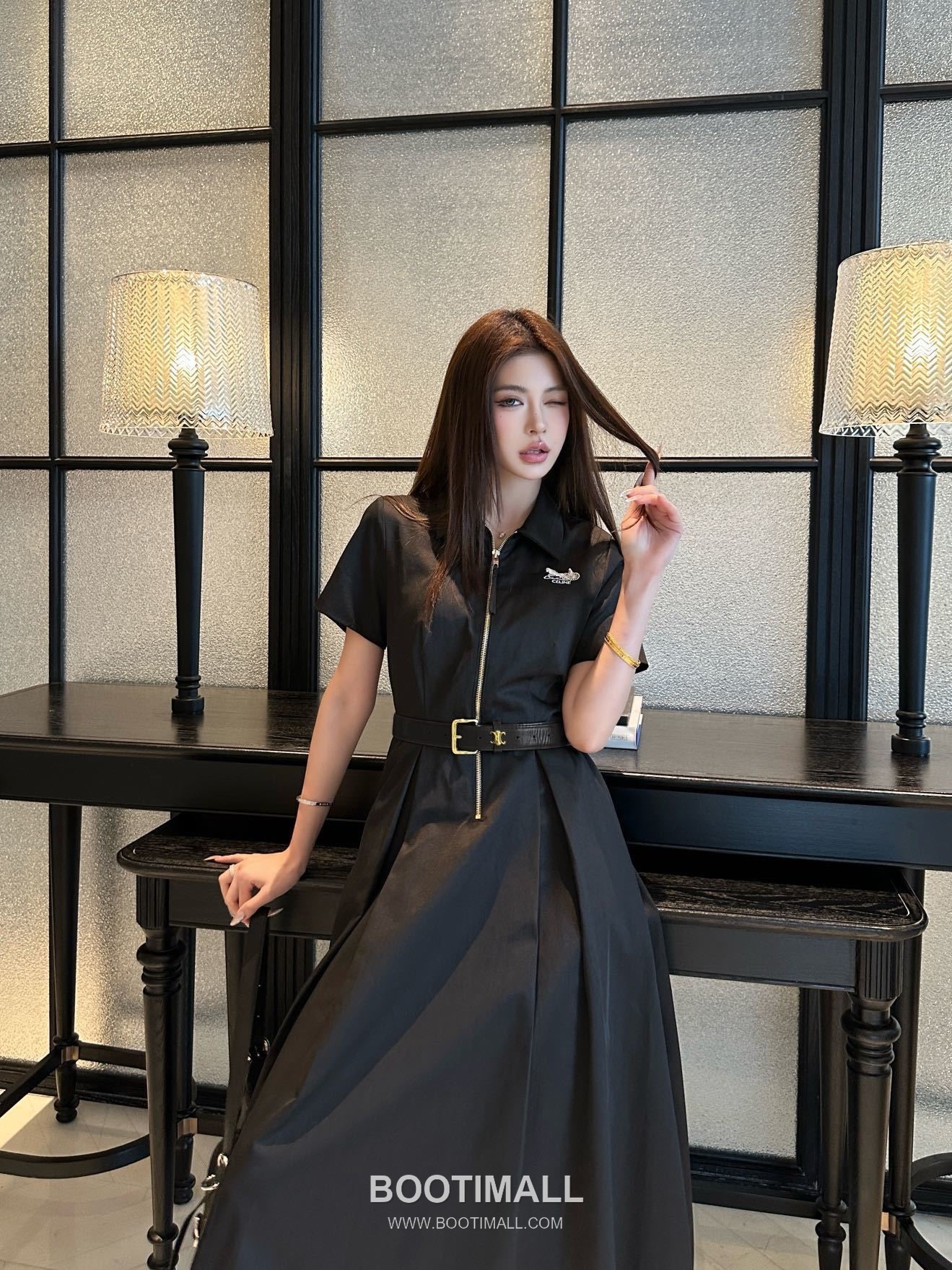 Prada SS26 Carriage Logo Embroidered Collared Dress 프라다 카리지 로고 자수 카라 드레스 5