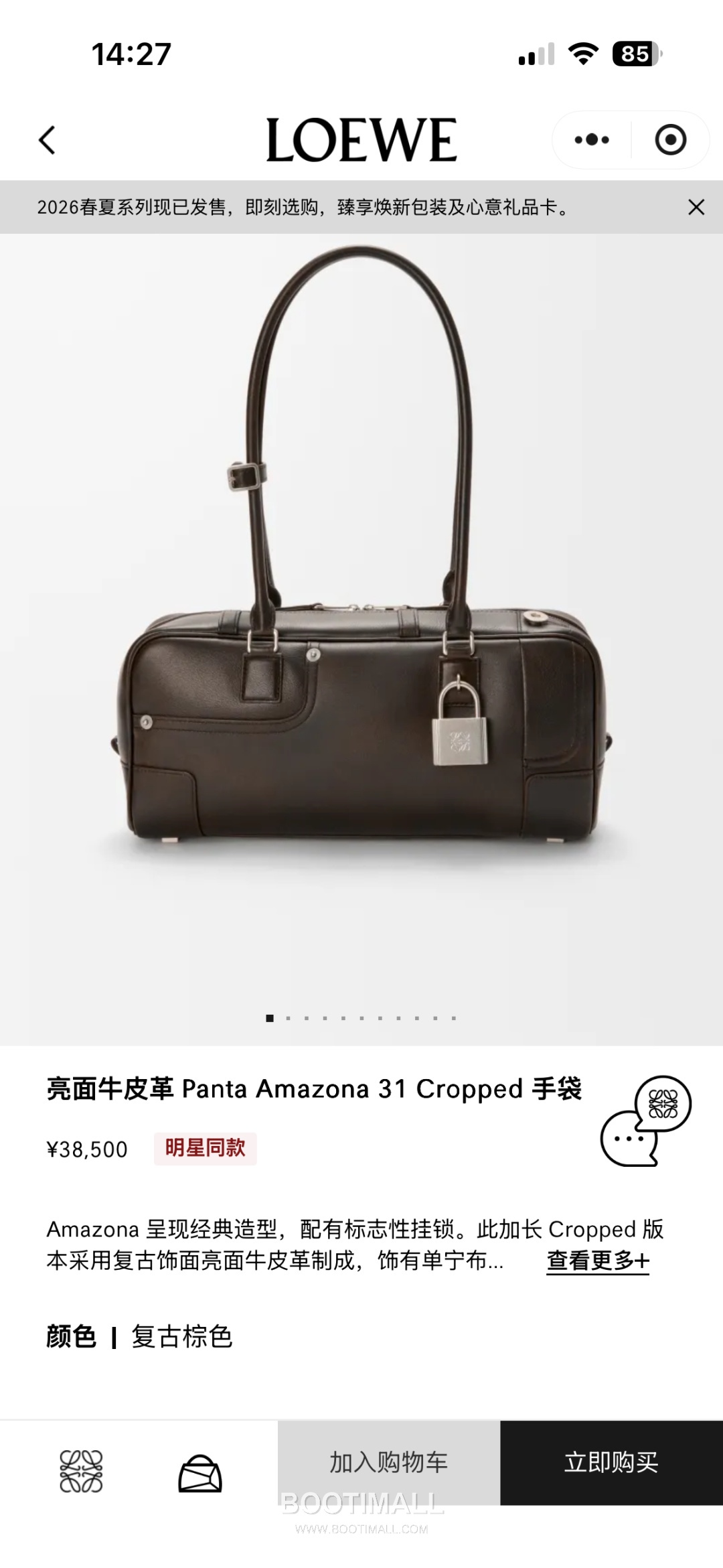 Loewe Amazona Cropped Shiny Calfskin Bowling Bag 06261298 로에베 아마조나 크롭드 샤이니 카프스킨 보스턴백 30.5cm 19