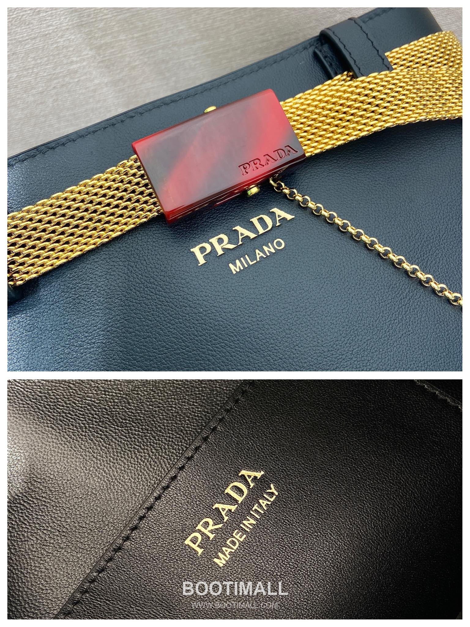 Prada Buckle Leather Bucket Bag 1BE085 프라다 버클 레더 버킷백 29cm 9