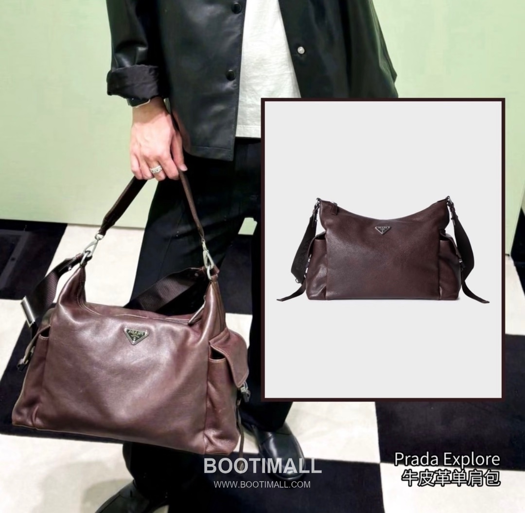 Prada Explore Calfskin Hobo Bag with Multi Pocket Strap Detail 프라다 익스플로어 카프스킨 멀티포켓 스트랩 호보백 2VH204 43cm 14