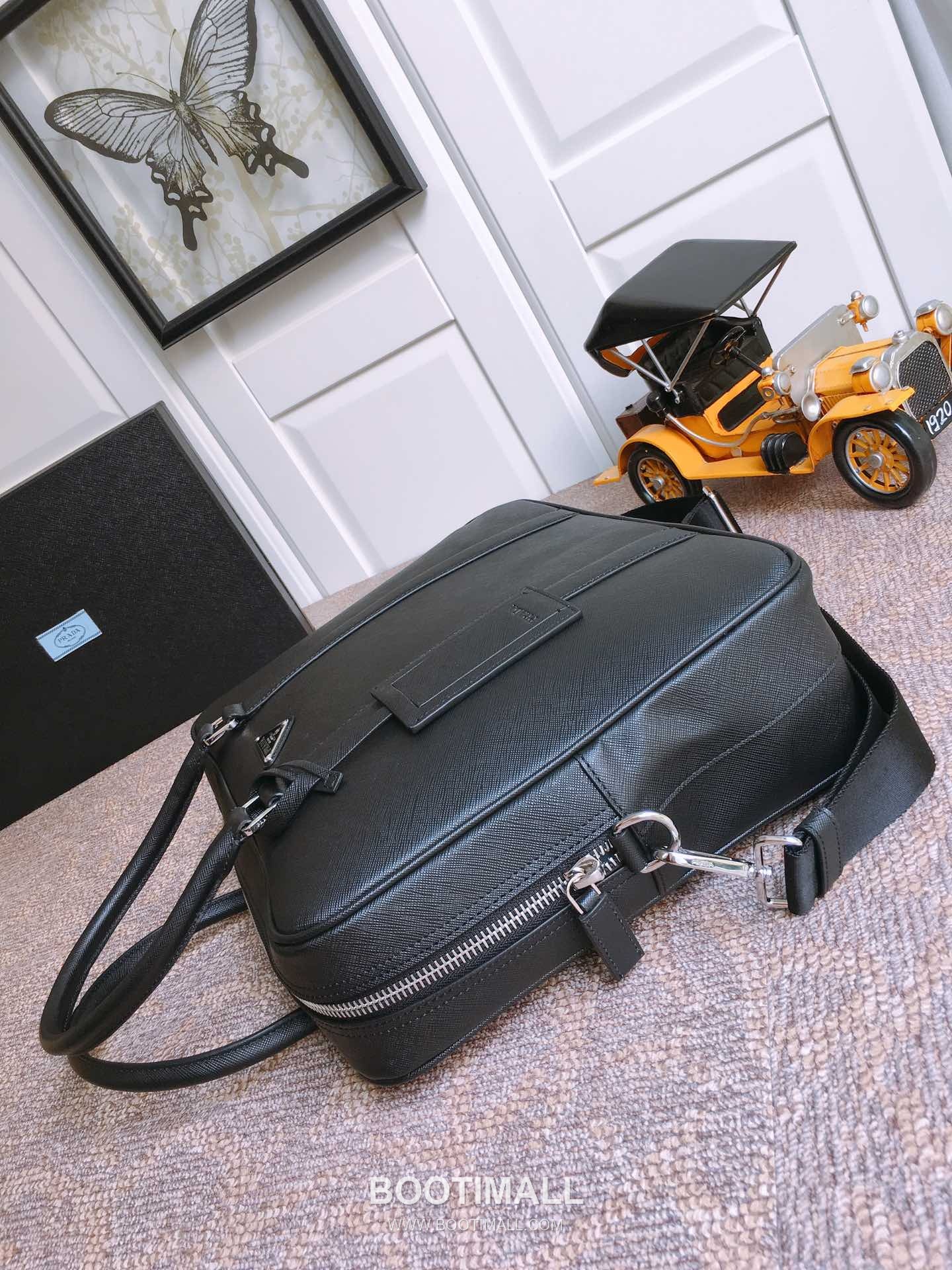 Prada Saffiano Leather Briefcase Tote Bag with Lambskin Lining Detail 프라다 사피아노 가죽 램스킨 안감 브리프케이스 토트백 0661 36cm 7