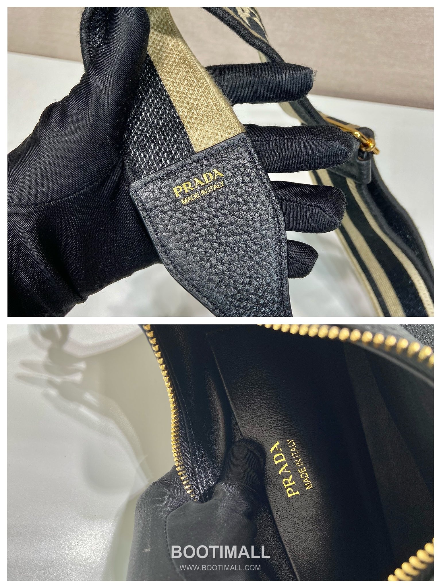 Prada Deer Grain Calfskin Shoulder Bag with Adjustable Web Strap Detail 프라다 디어 그레인 카프스킨 조절형 웹 스트랩 숄더백 1BH193 24cm 9