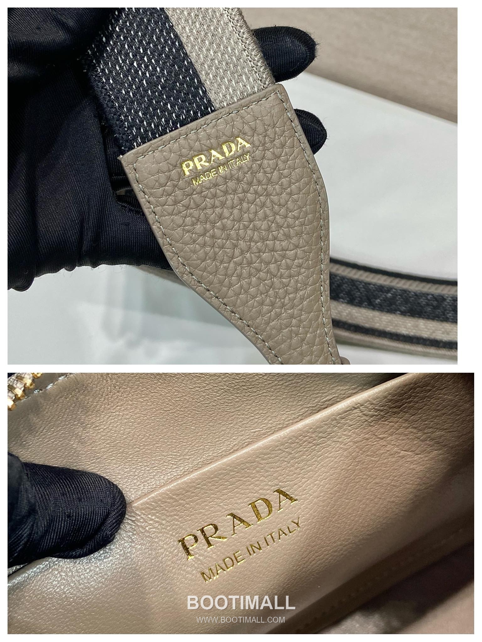 Prada Deer Grain Calfskin Shoulder Bag with Adjustable Web Strap Detail 프라다 디어 그레인 카프스킨 조절형 웹 스트랩 숄더백 1BH193 24cm 9