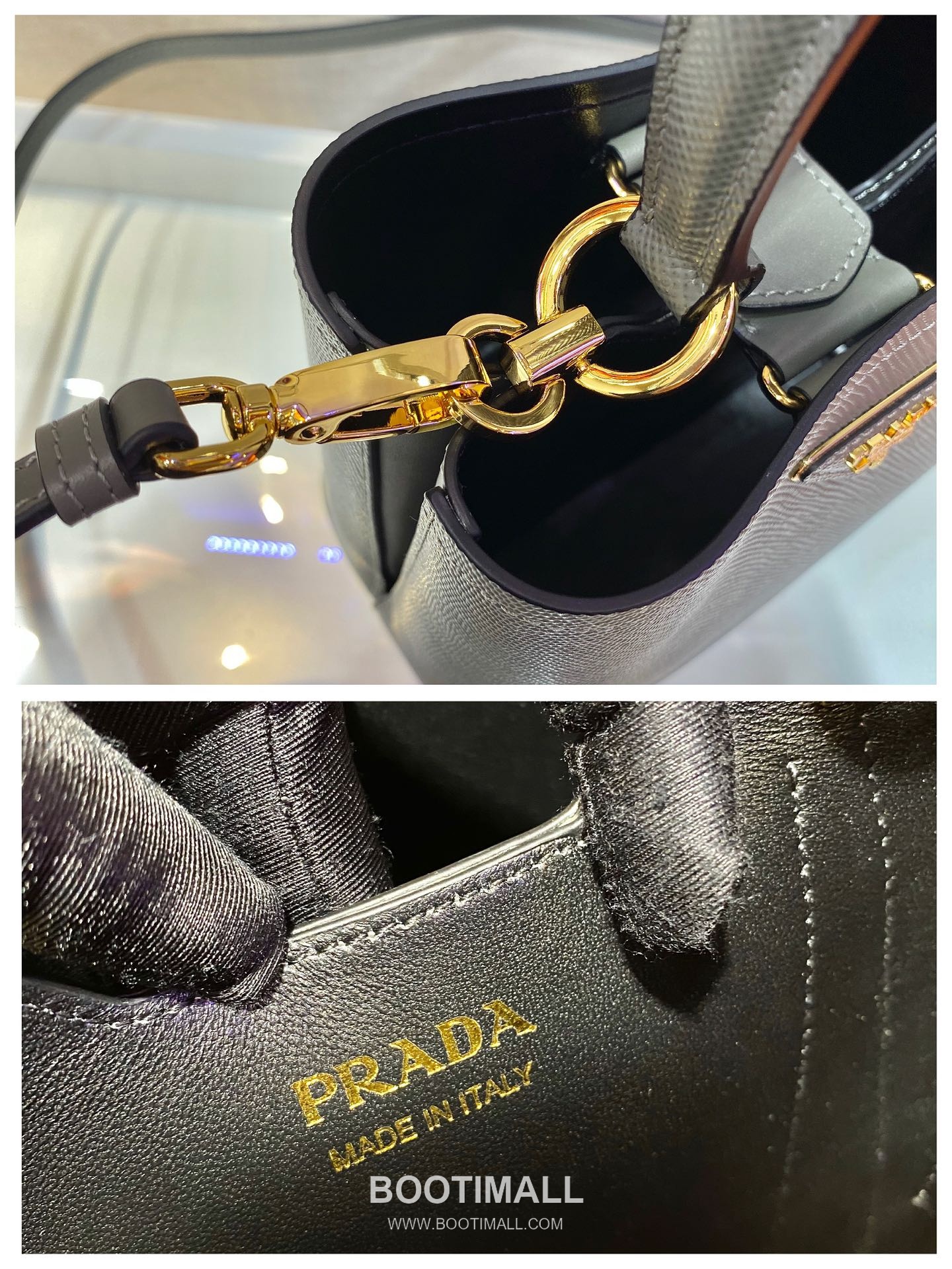 Prada Saffiano Leather Double Tote Bag with Triangle Logo and Magnetic Pocket Detail 프라다 사피아노 가죽 트라이앵글 로고 마그네틱 포켓 더블 토트백 1BA217 17cm 9