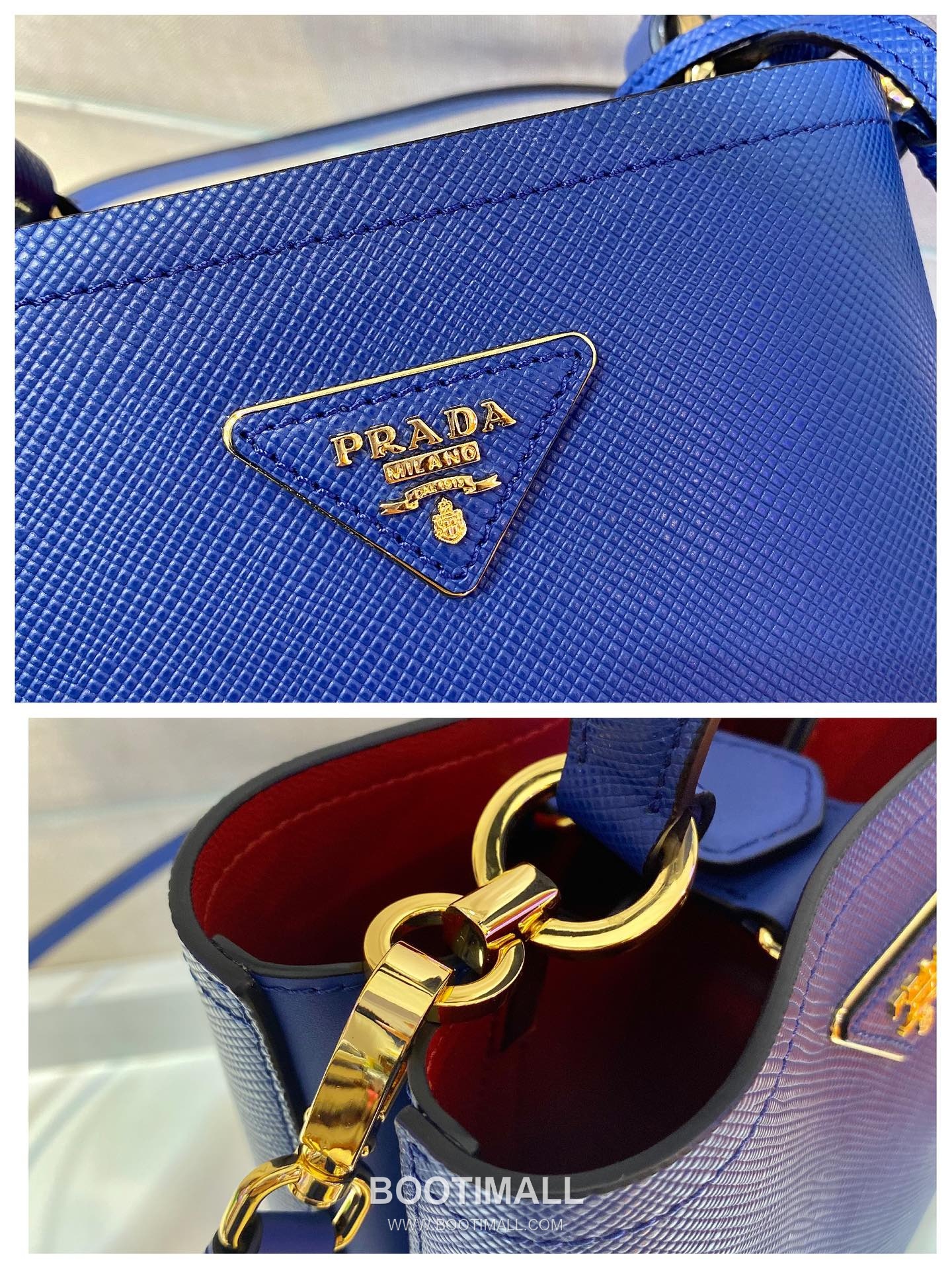 Prada Saffiano Leather Double Tote Bag with Triangle Logo and Magnetic Pocket Detail 프라다 사피아노 가죽 트라이앵글 로고 마그네틱 포켓 더블 토트백 1BA217 17cm 9