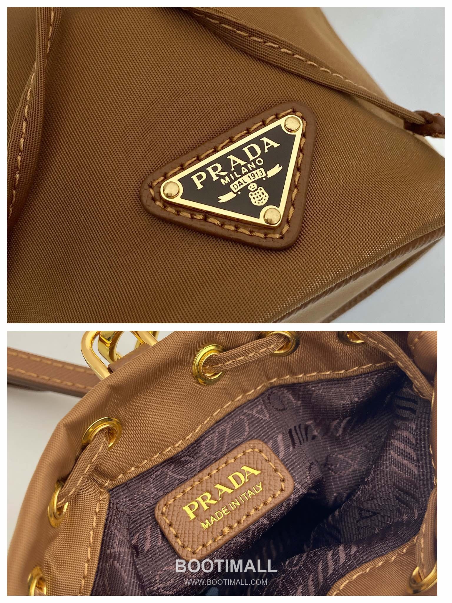 Prada Re-Nylon Mini Bucket Bag with Drawstring Closure and Leather Wrist Strap Detail 프라다 리나일론 드로우스트링 가죽 손목 스트랩 미니 버킷백 1TT202 8.5cm 9