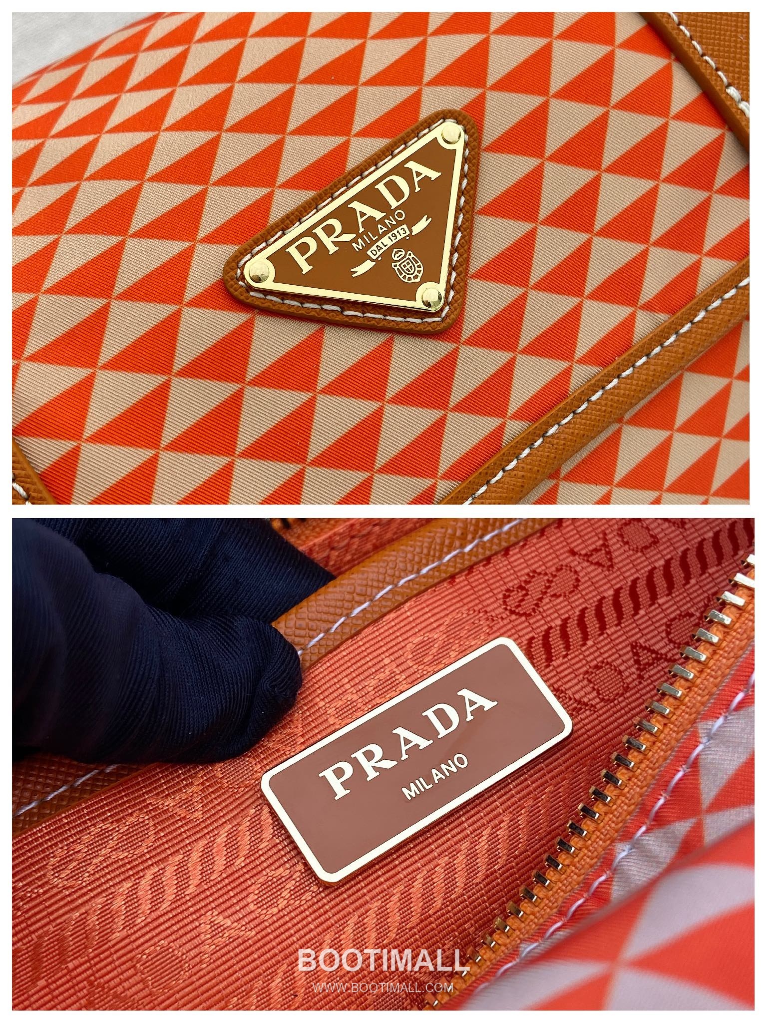 Prada Symbole Printed Nylon Messenger Bag with Saffiano Leather Trim Detail 프라다 심볼 프린트 나일론 사피아노 가죽 트림 메신저백 1BD383 25cm 18