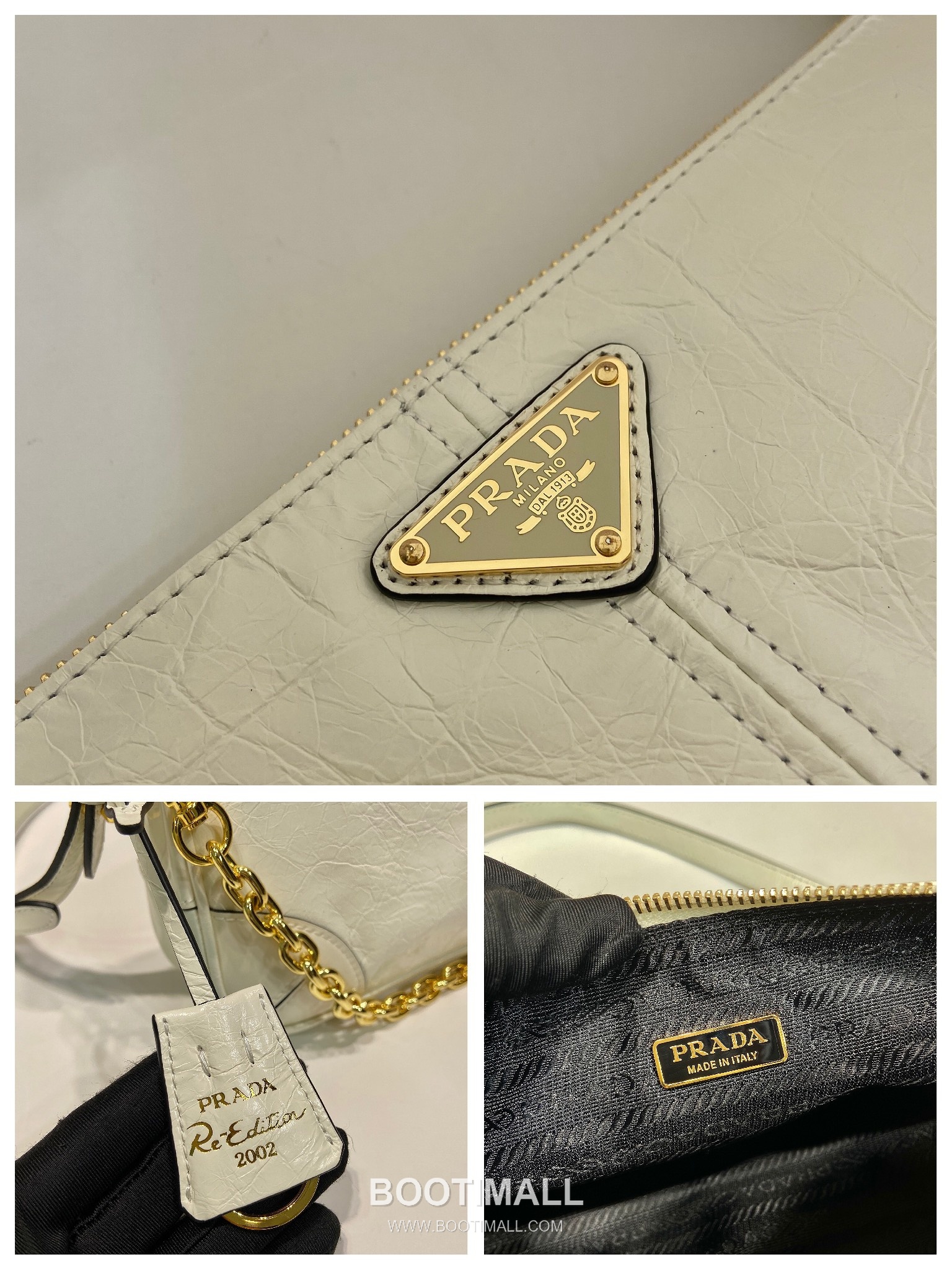 Prada Leather Hobo Shoulder Bag with Chain Handle and Triangle Logo Detail 프라다 레더 체인 핸들 트라이앵글 로고 호보 숄더백 1BC221 26cm 9