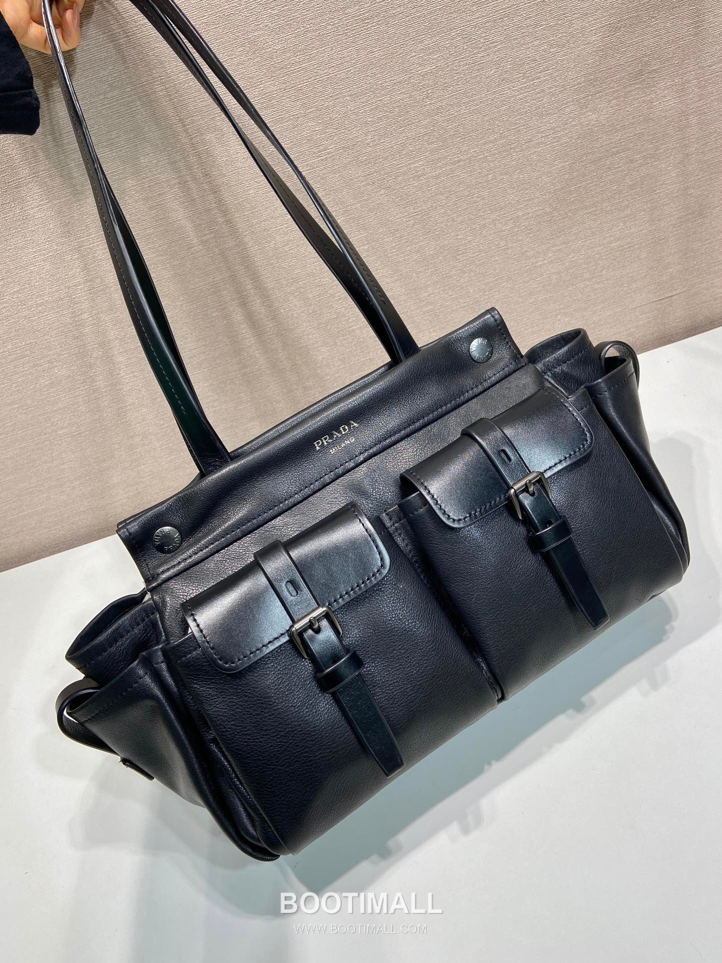 Prada Route Calfskin Tote Bag with Pocket Detail and Strap Closure 프라다 루트 카프스킨 포켓 디테일 스트랩 클로저 토트백 1BG645 30cm 2