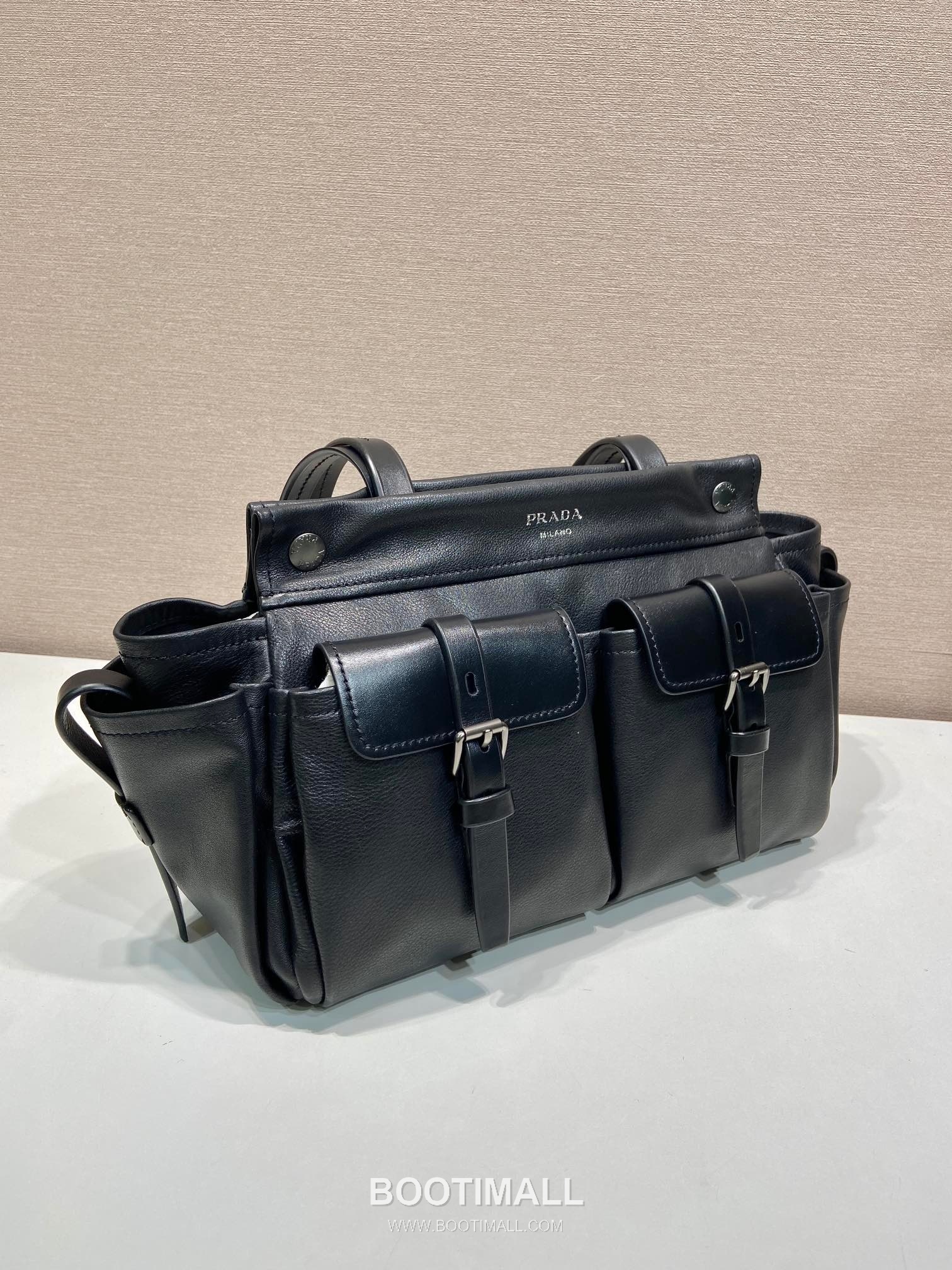 Prada Route Calfskin Tote Bag with Pocket Detail and Strap Closure 프라다 루트 카프스킨 포켓 디테일 스트랩 클로저 토트백 1BG645 30cm 3