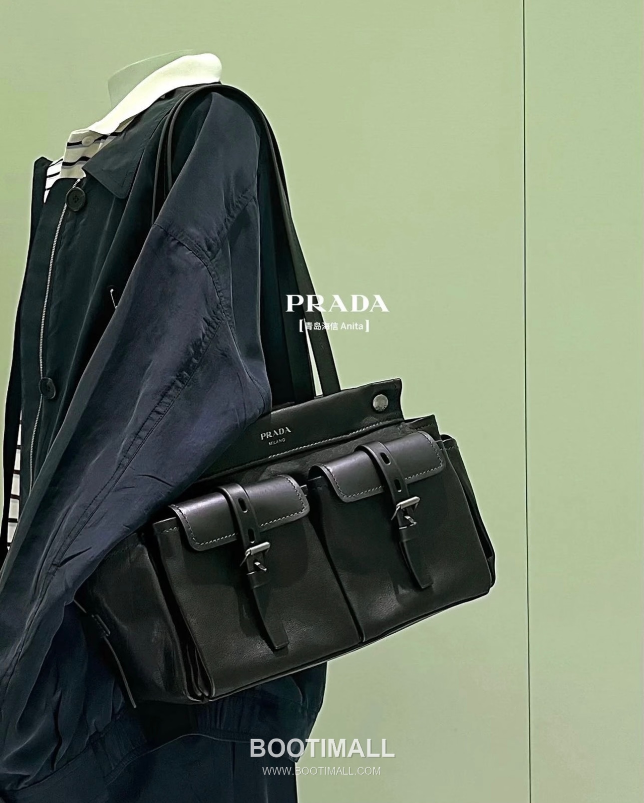 Prada Route Calfskin Tote Bag with Pocket Detail and Strap Closure 프라다 루트 카프스킨 포켓 디테일 스트랩 클로저 토트백 1BG645 30cm 13
