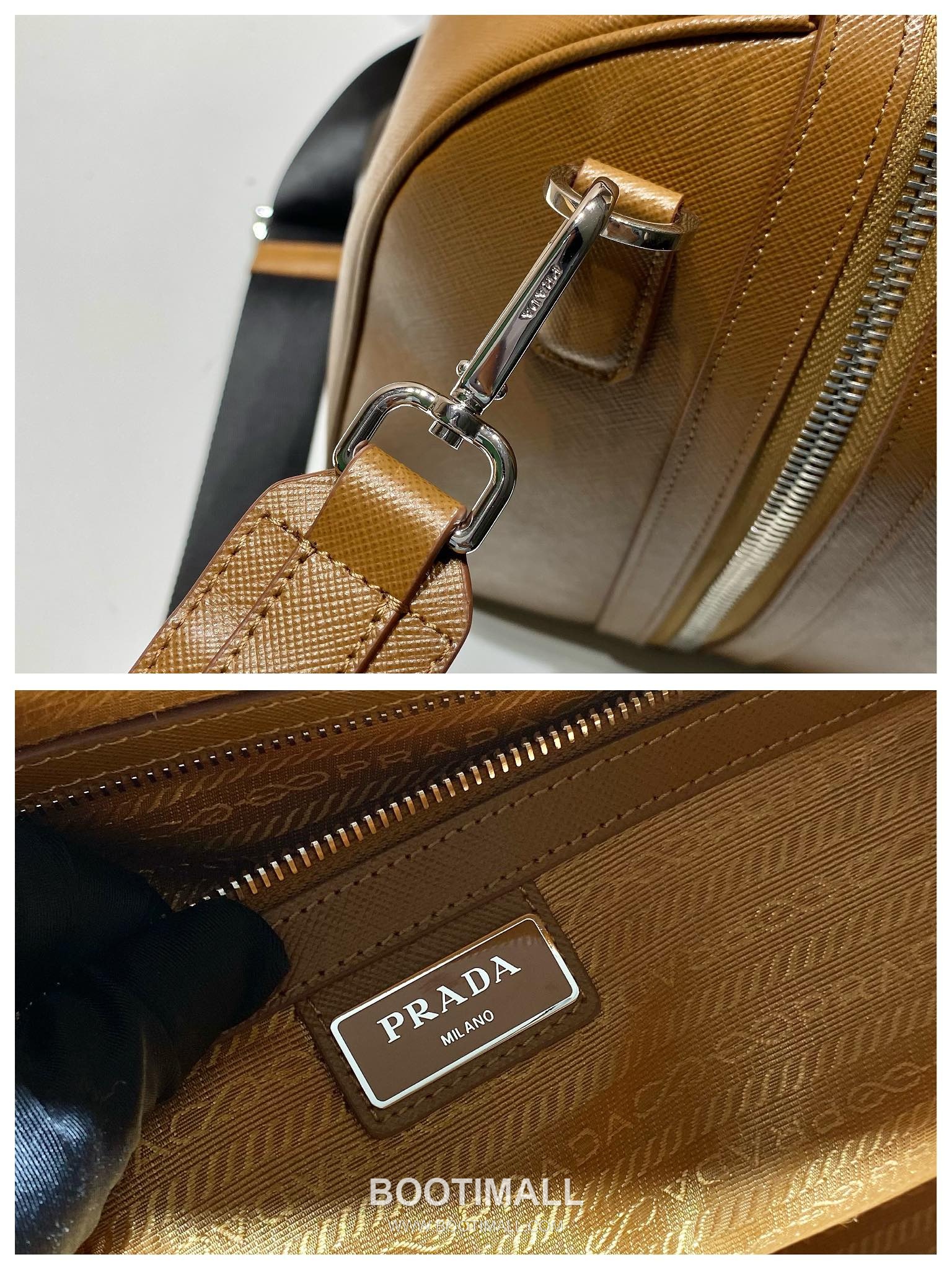Prada Saffiano Leather Travel Duffle Bag with Wrap Zip and Lock Detail 프라다 사피아노 가죽 랩어라운드 지퍼 락 디테일 트래블 더플백 2VC018 50cm 9