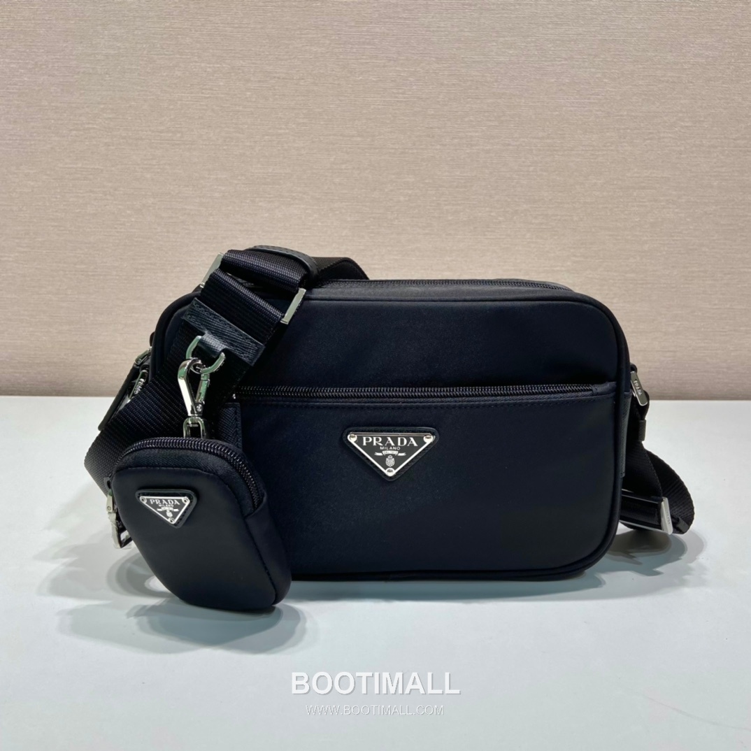 Prada Re-Nylon Calfskin Trim Multi Pouch Shoulder Bag with Detachable Mini Pouch 프라다 리나일론 카프스킨 트림 멀티 파우치 숄더백 탈부착 미니 파우치 1BC167 23cm 2