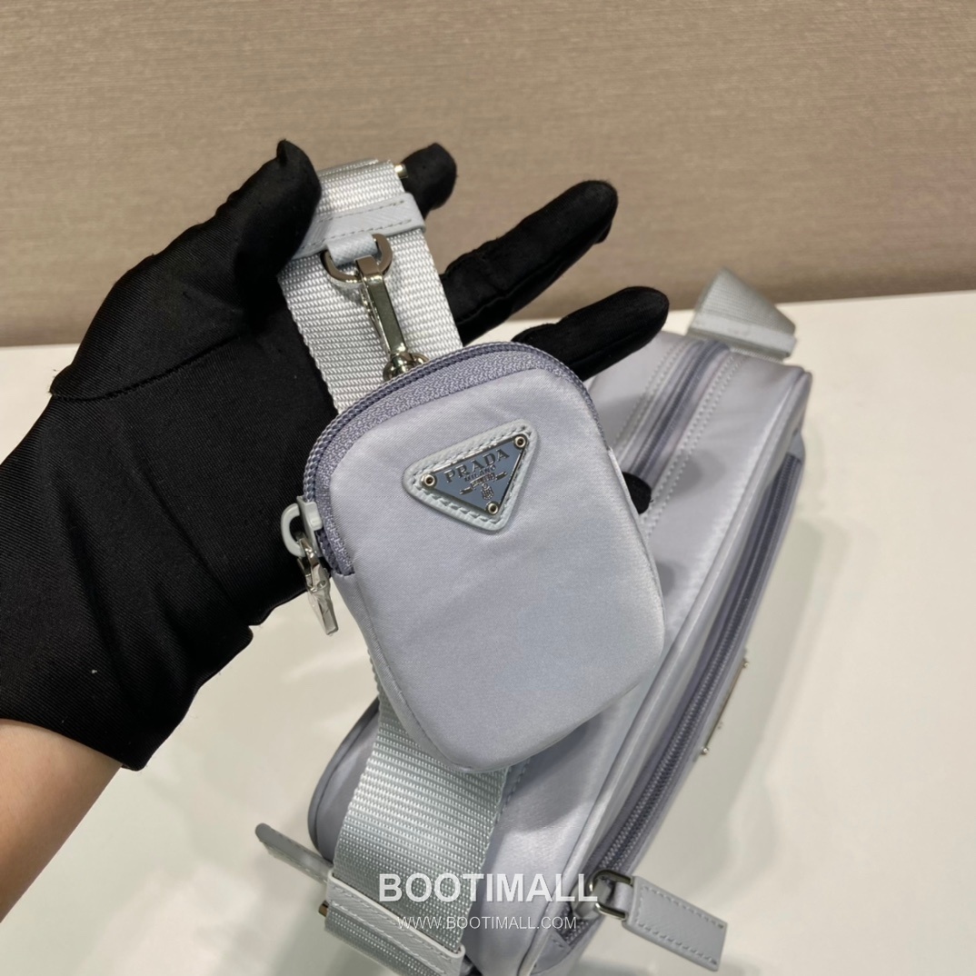 Prada Re-Nylon Calfskin Trim Multi Pouch Shoulder Bag with Detachable Mini Pouch 프라다 리나일론 카프스킨 트림 멀티 파우치 숄더백 탈부착 미니 파우치 1BC167 23cm 6
