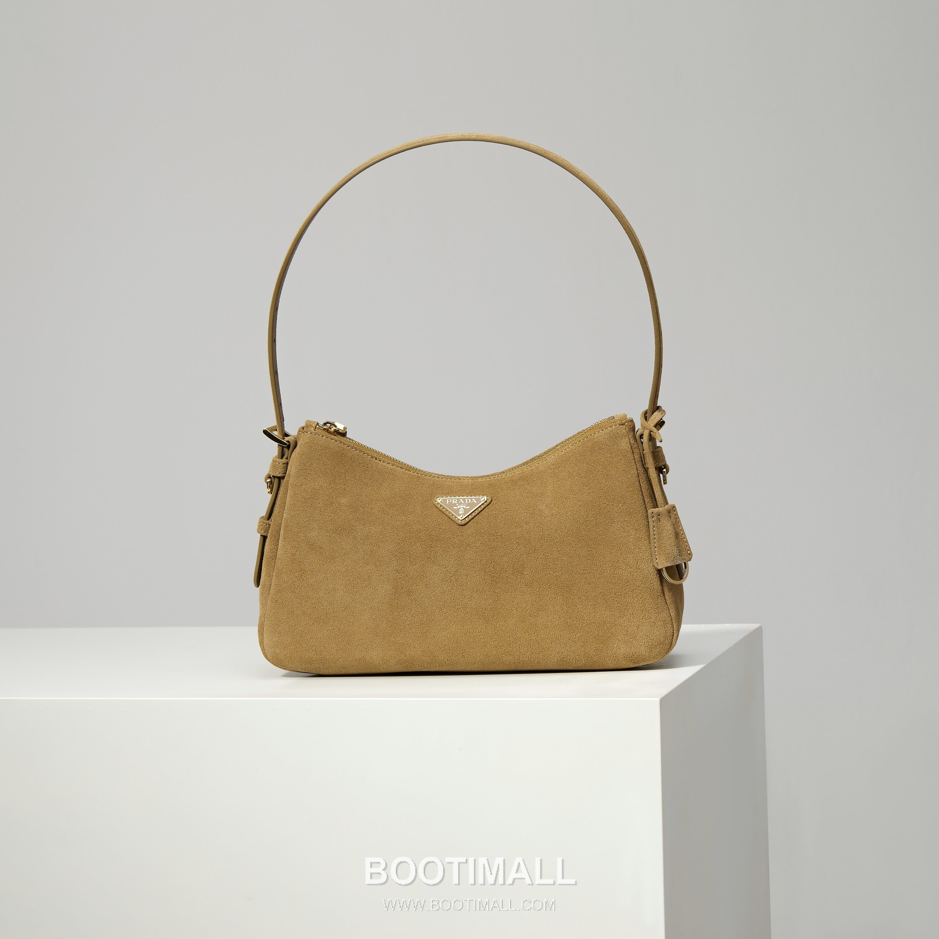 Prada Aimee Suede Leather Hobo Shoulder Bag with Zip Closure and Logo Detail 프라다 에이미 스웨이드 레더 호보 숄더백 지퍼 클로저 로고 디테일 1BC229 31cm 1