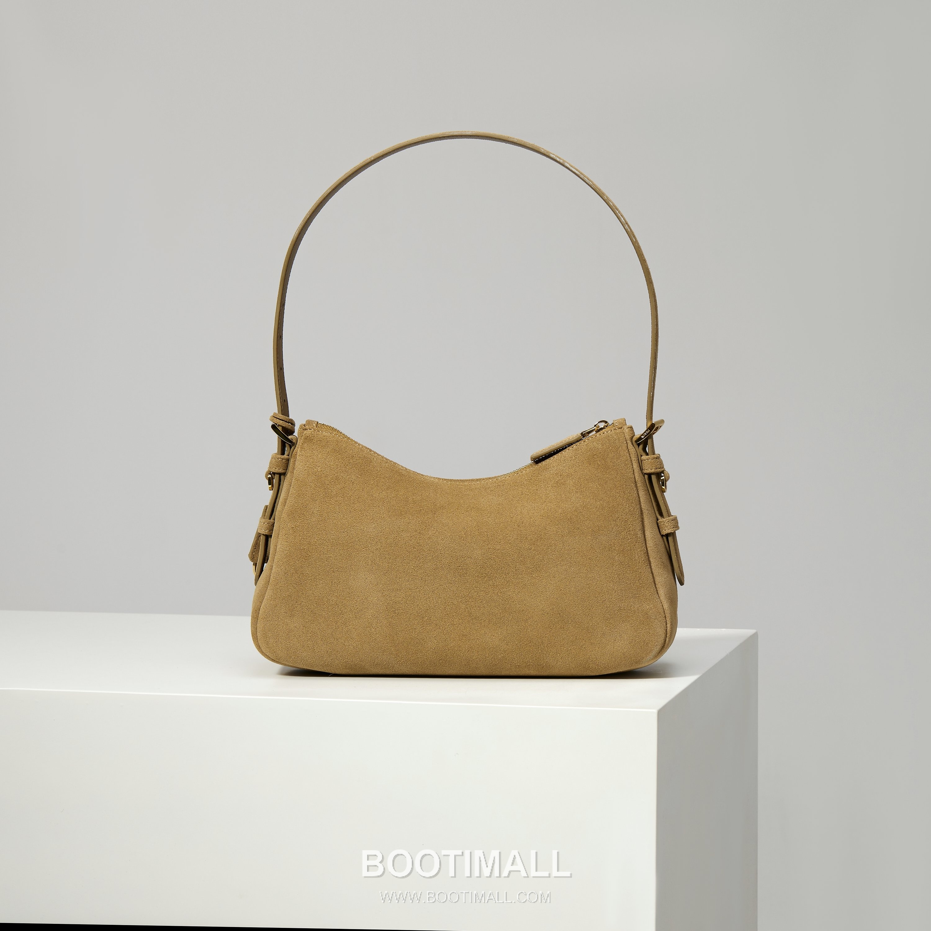 Prada Aimee Suede Leather Hobo Shoulder Bag with Zip Closure and Logo Detail 프라다 에이미 스웨이드 레더 호보 숄더백 지퍼 클로저 로고 디테일 1BC229 31cm 2