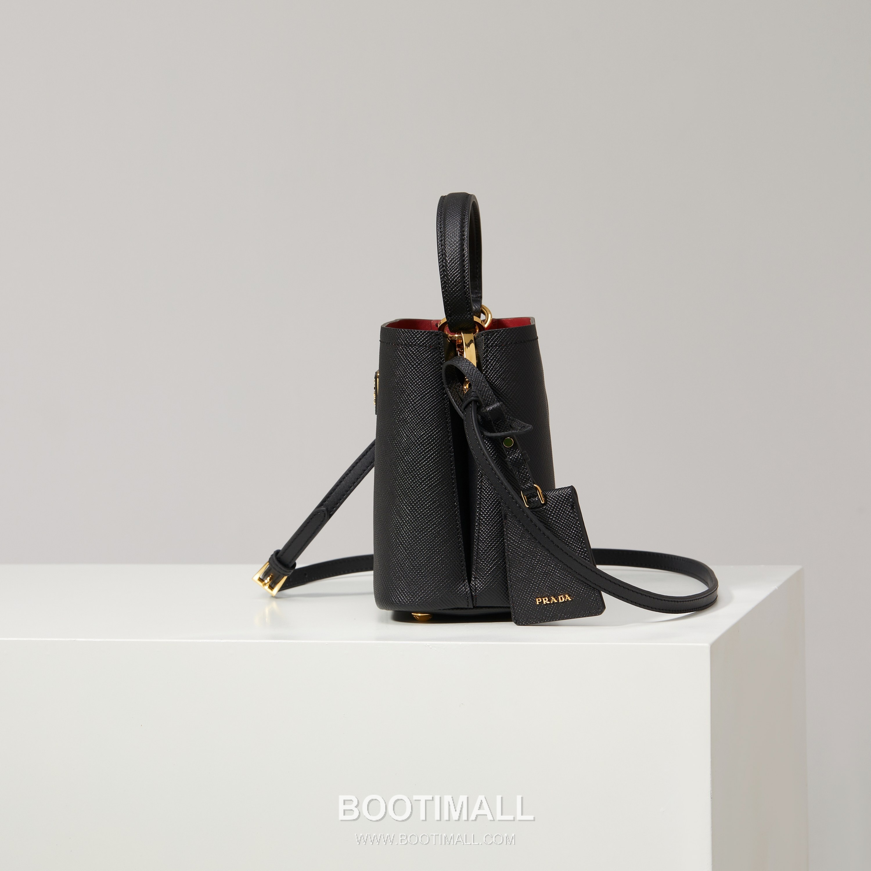 Prada Saffiano Leather Double Mini Bag with Magnetic Closure Name Tag and Triangle Logo Detail 프라다 사피아노 가죽 더블 미니백 마그네틱 클로저 네임태그 트라이앵글 로고 디테일 1BA217 17cm 3