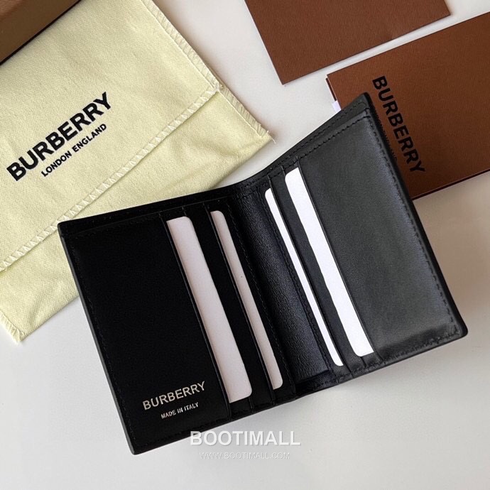 Burberry London Check Grained Calfskin Compact Bi-Fold Wallet with B Logo Detail 버버리 런던 체크 그레인 송아지 가죽 컴팩트 반지갑 B 로고 108129 9cm 6
