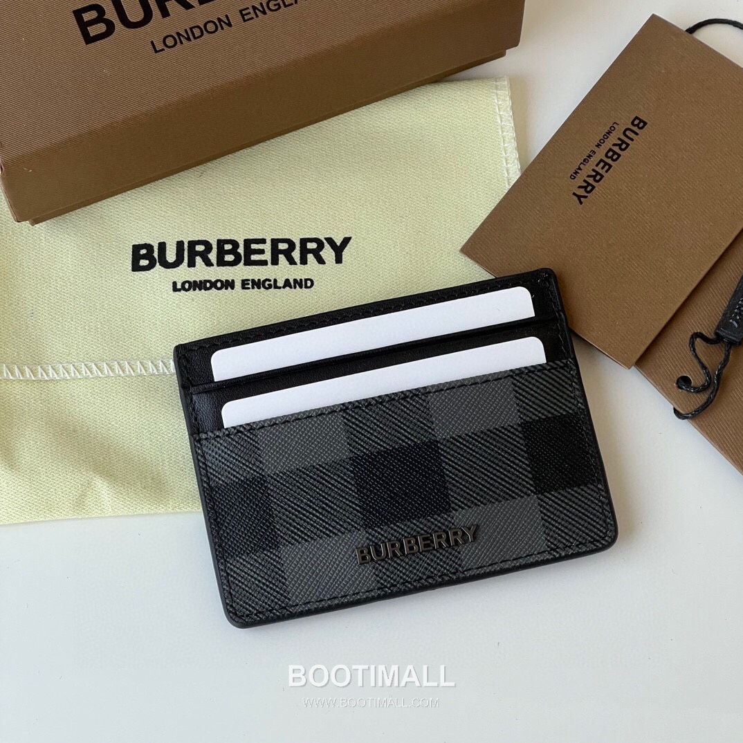 Burberry London Check Canvas Leather Card Holder Wallet with B Logo Detail 버버리 런던 체크 캔버스 가죽 카드홀더 지갑 B 로고 275124 10cm 1