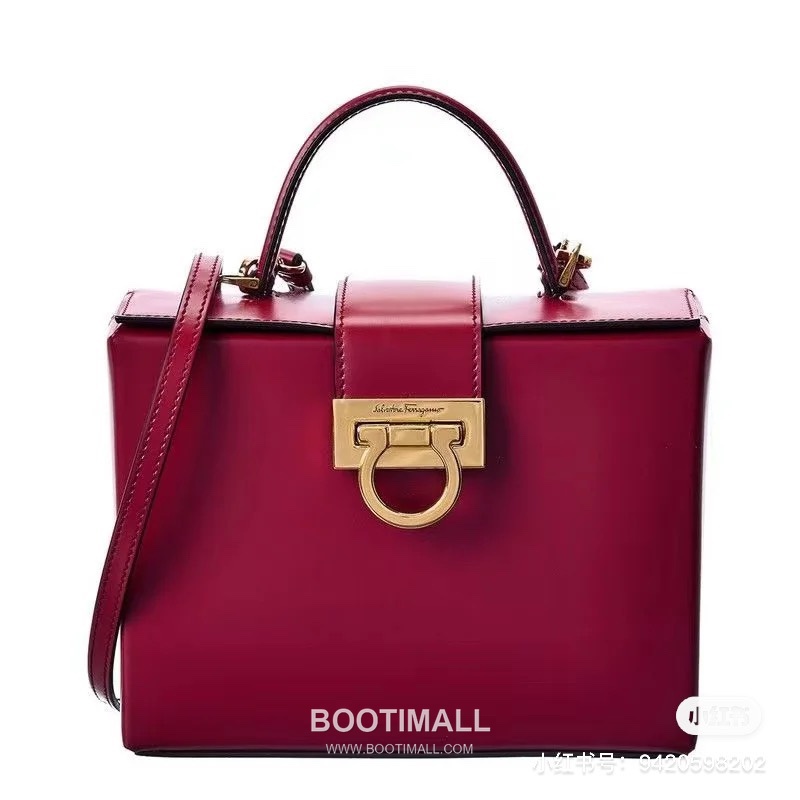Salvatore Ferragamo Trifolio Calfskin Box Top Handle Bag with Gancini Lock 살바토레페라가모 트리폴리오 카프스킨 박스 탑핸들 숄더백 FZ-211981 20cm 1
