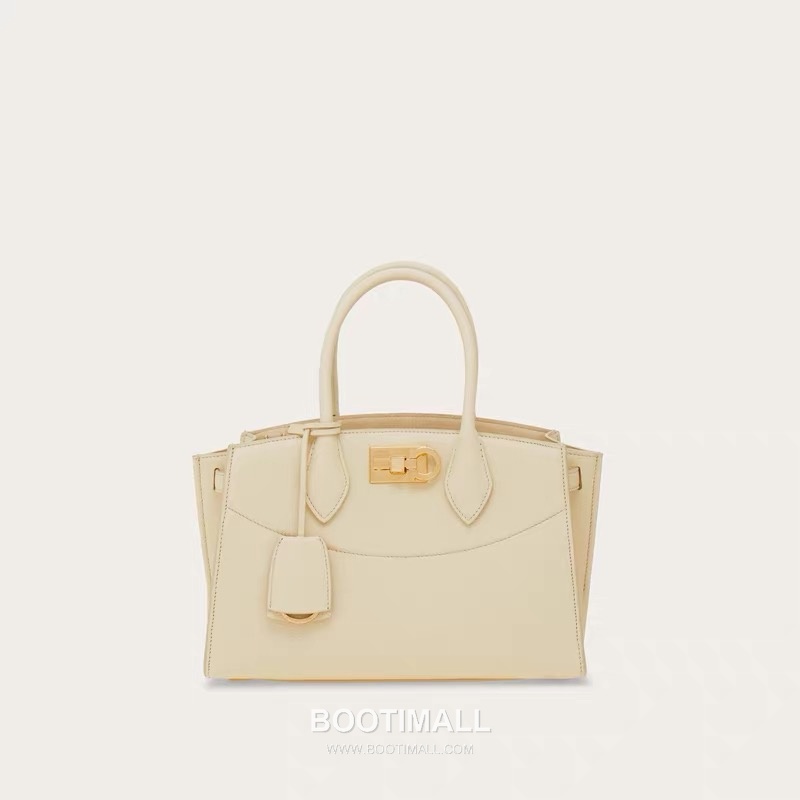 Salvatore Ferragamo Studio Hammered Calfskin Top Handle Shoulder Bag with Metal Lock 살바토레페라가모 스튜디오 해머드 카프스킨 탑핸들 숄더백 DH-21A112 28cm 1