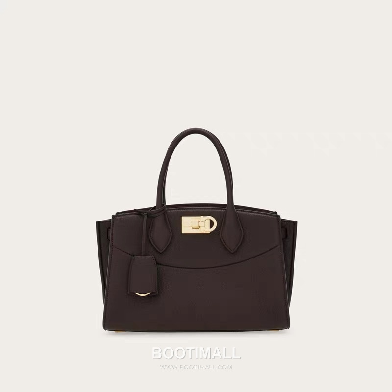 Salvatore Ferragamo Studio Hammered Calfskin Top Handle Shoulder Bag with Metal Lock 살바토레페라가모 스튜디오 해머드 카프스킨 탑핸들 숄더백 DH-21A112 28cm 4
