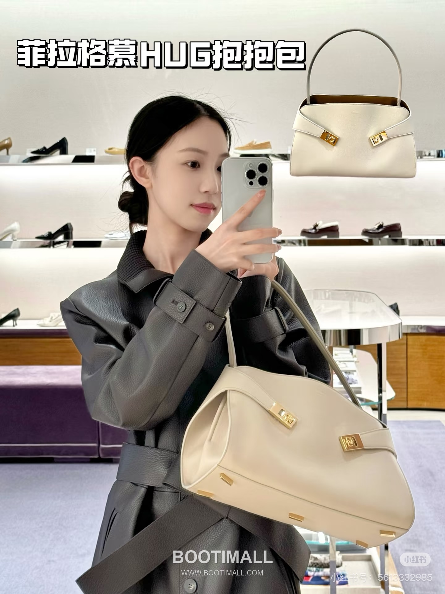 Salvatore Ferragamo Hug Sott Calfskin Top Handle Shoulder Bag with Gancini Lock 살바토레페라가모 허그 소트 카프스킨 탑핸들 숄더백 21-9816 34cm 5