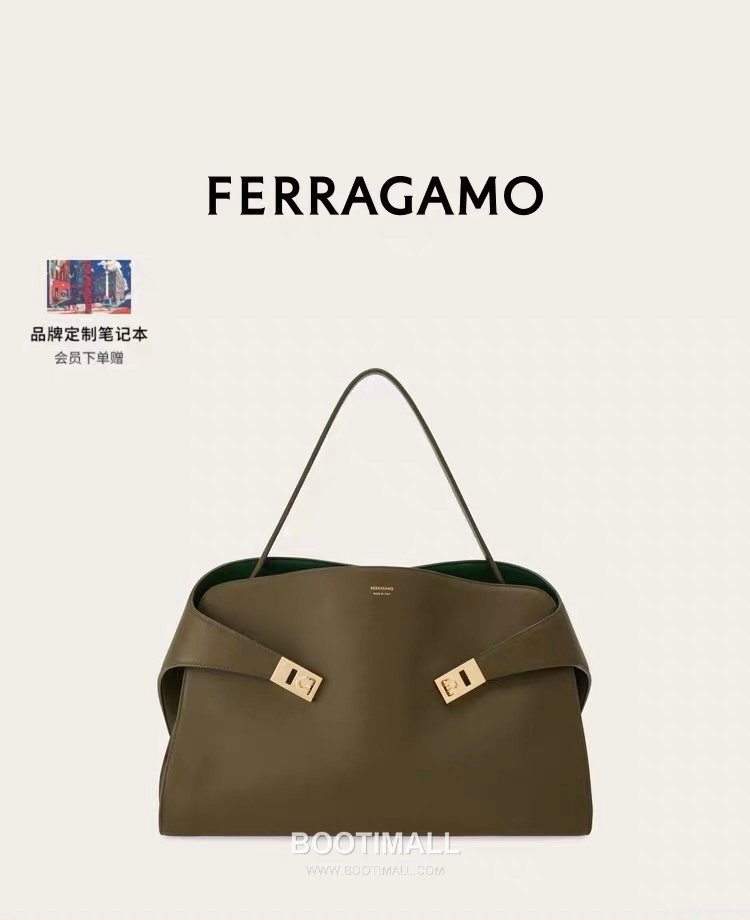 Salvatore Ferragamo Hug Sott Calfskin Top Handle Shoulder Bag with Gancini Lock 살바토레페라가모 허그 소트 카프스킨 탑핸들 숄더백 21-9816 34cm 5