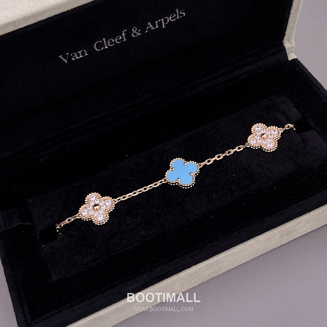 Van Cleef & Arpels Vintage Alhambra Turquoise Diamond 5 Motifs Bracelet 반클리프 앤 아펠 빈티지 알함브라 터키석 다이아몬드 5모티프 브레이슬릿 6