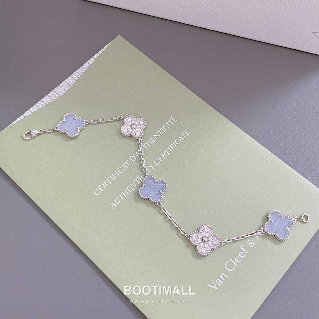 Van Cleef & Arpels Vintage Alhambra Chalcedony Diamond 5 Motifs Bracelet 반클리프 앤 아펠 빈티지 알함브라 퍼플 칼세도니 다이아 5모티프 브레이슬릿 12