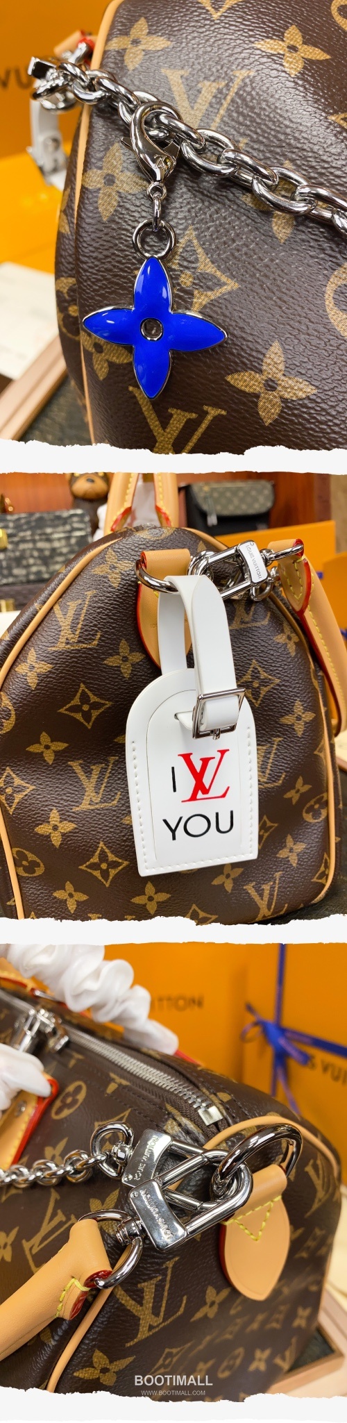 Louis Vuitton Speedy 30 Monogram Coated Canvas Leather Trim Chain Handle Boston Bag with Zip Pocket 루이비통 스피디30 모노그램 코팅 캔버스 체인 핸들 보스턴백 M12803 30cm 9